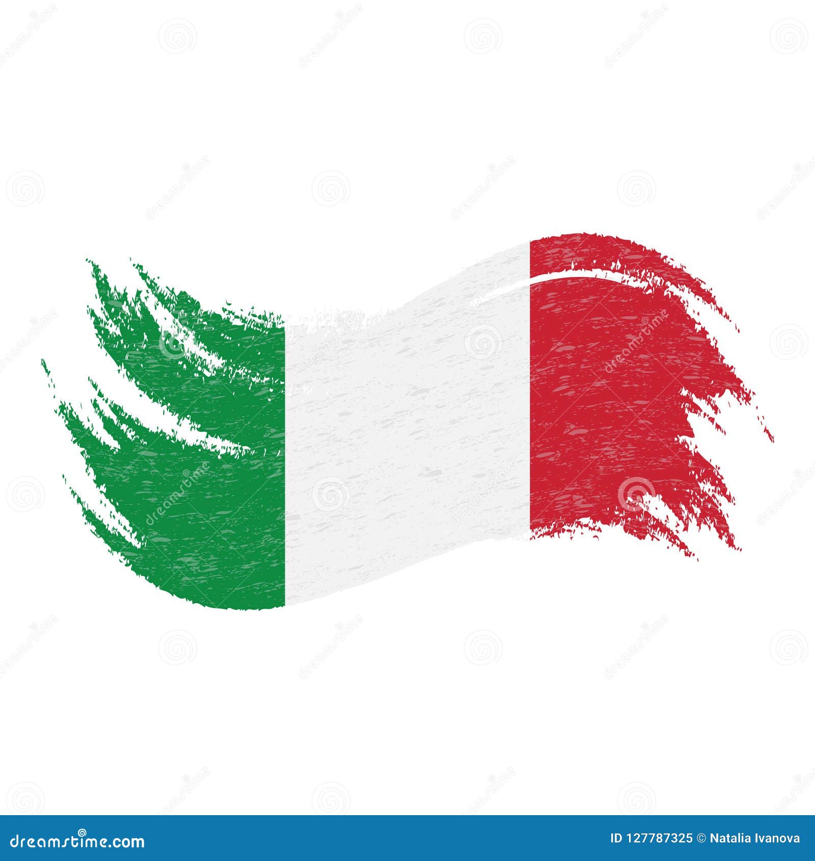 National Flag of Italy, Designed Using Brush Strokes,Isolated on a ...