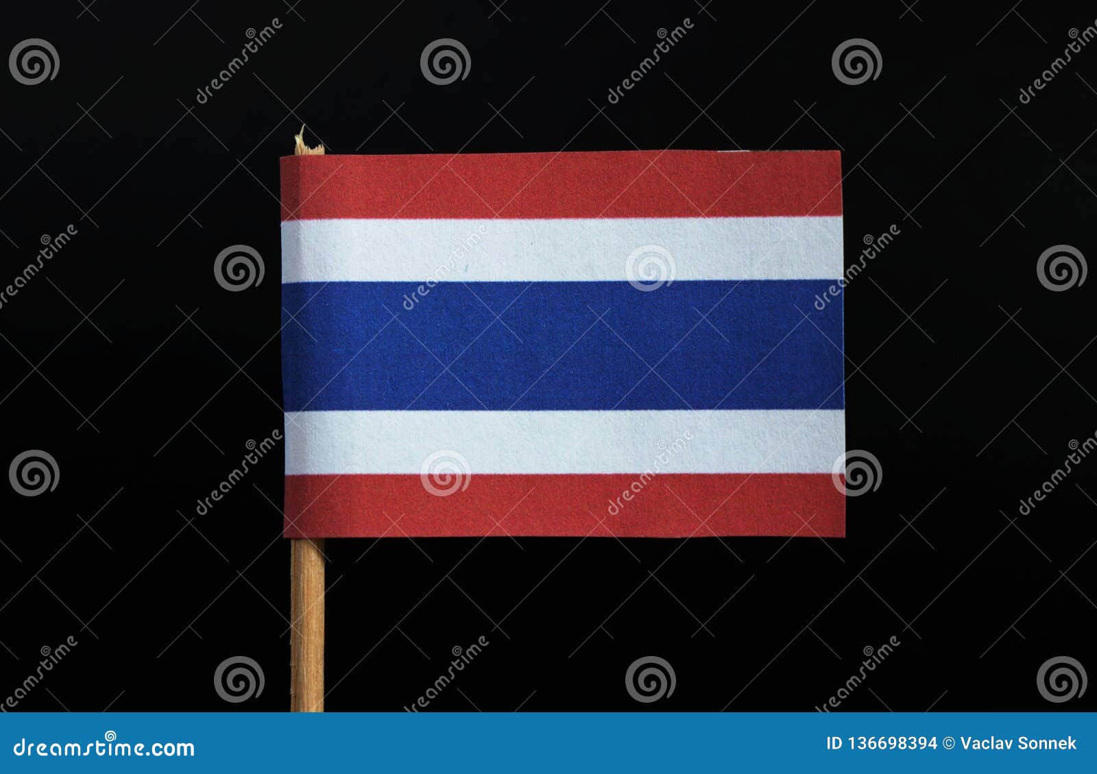 The National Flag of the of Thailand on Toothpick on Black Background. Five Horizontal Stripes of Red, Blue, White Stock - Image of banner, malaysia: 136698394