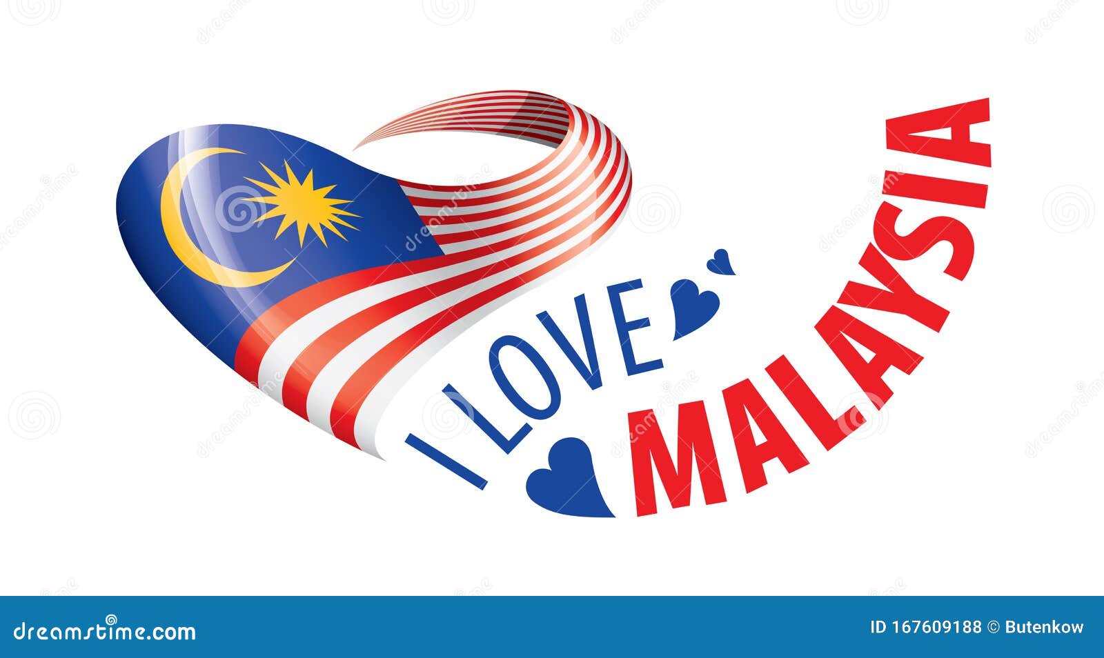 The National Flag Of The Malaysia And The Inscription I Love Malaysia