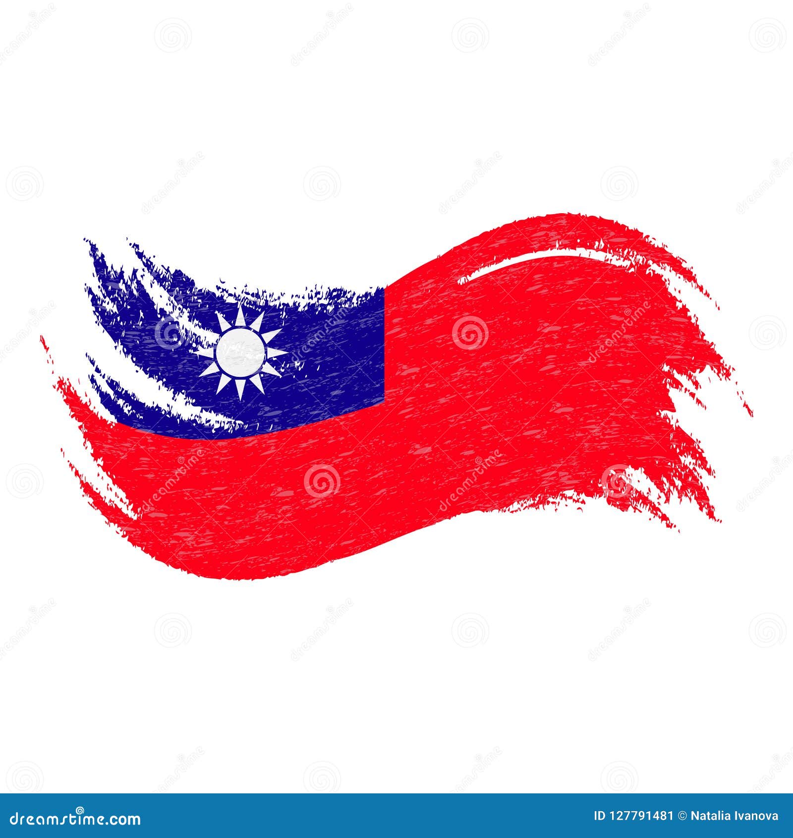 Download National Flag Of Taiwan, Designed Using Brush Strokes ...
