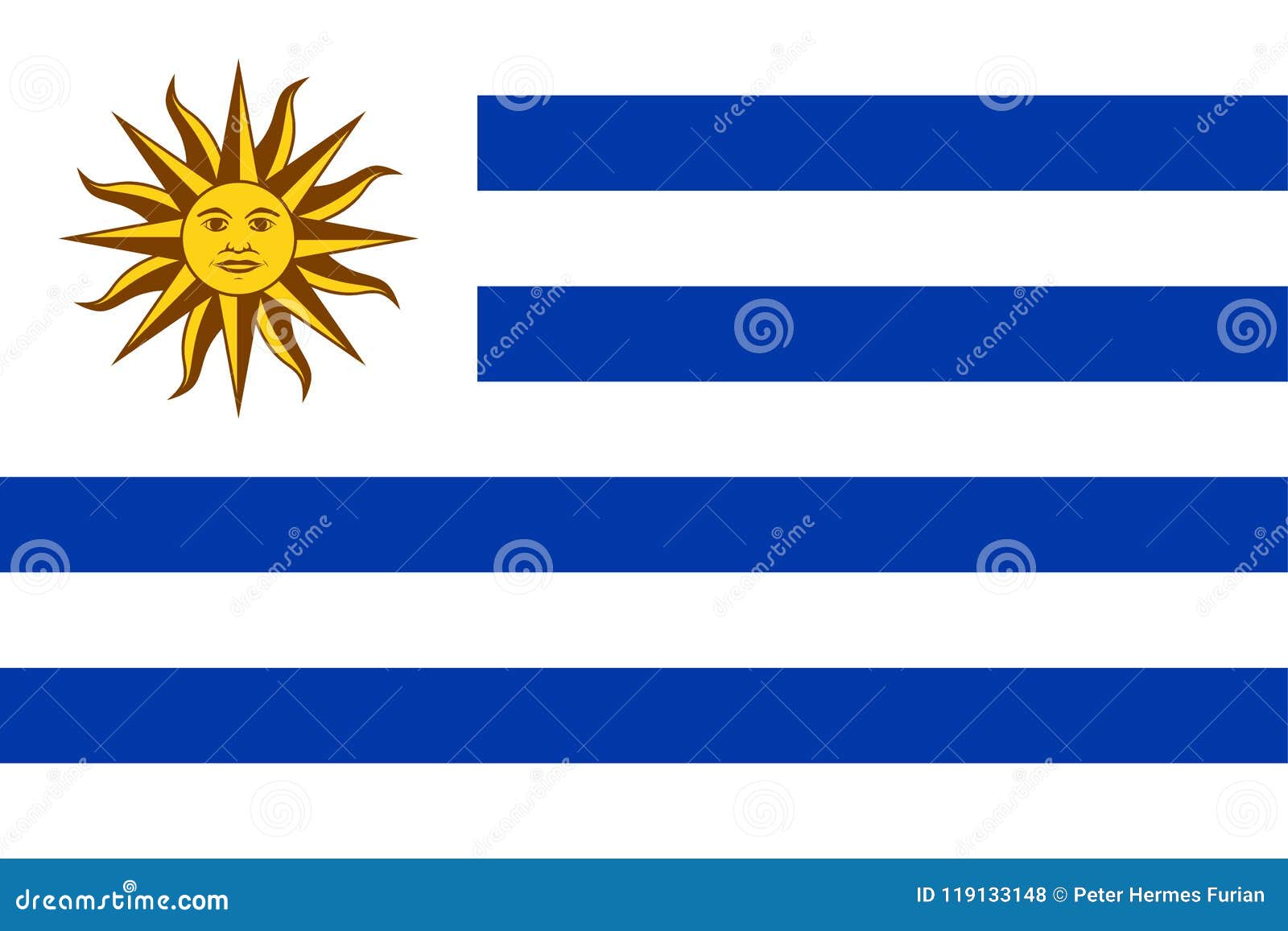 national flag of uruguay with sun of may