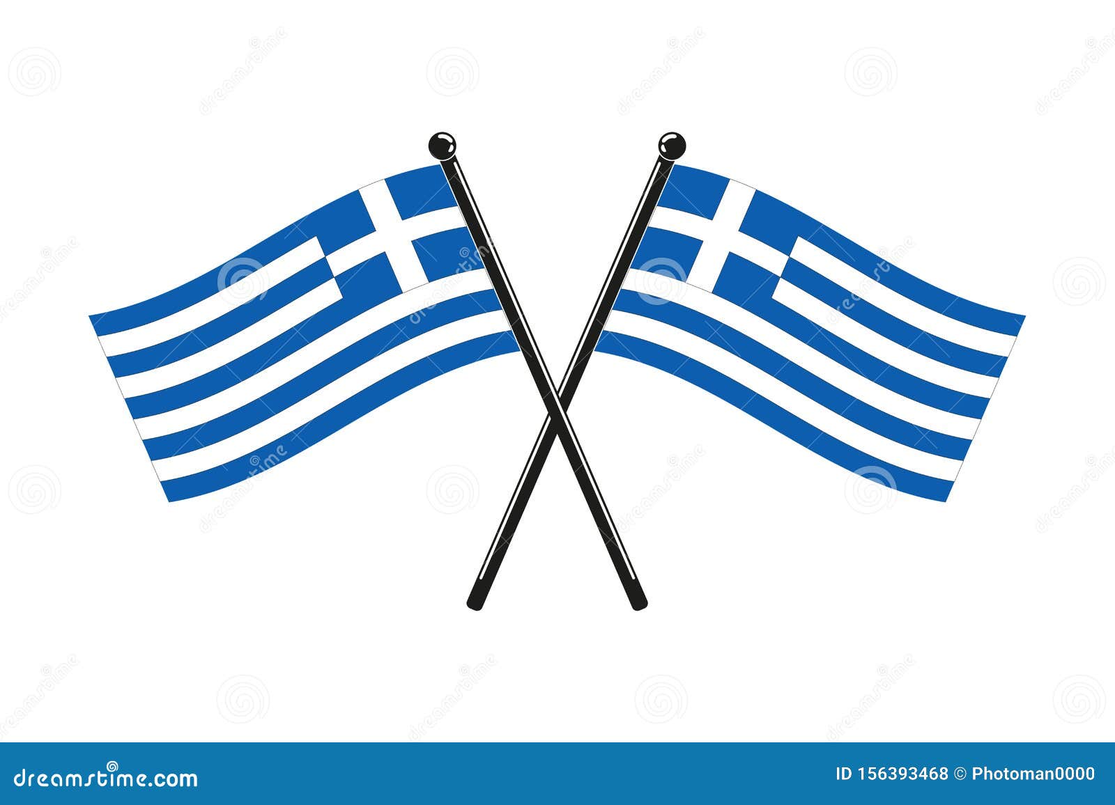 National Flags of Greece Crossed on the Sticks Stock Vector Illustration of state, europe