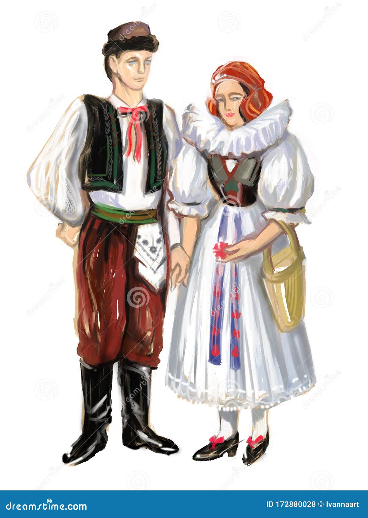National Folk Czech Republic Moravia Region Hana Costume Girl and Boy ...