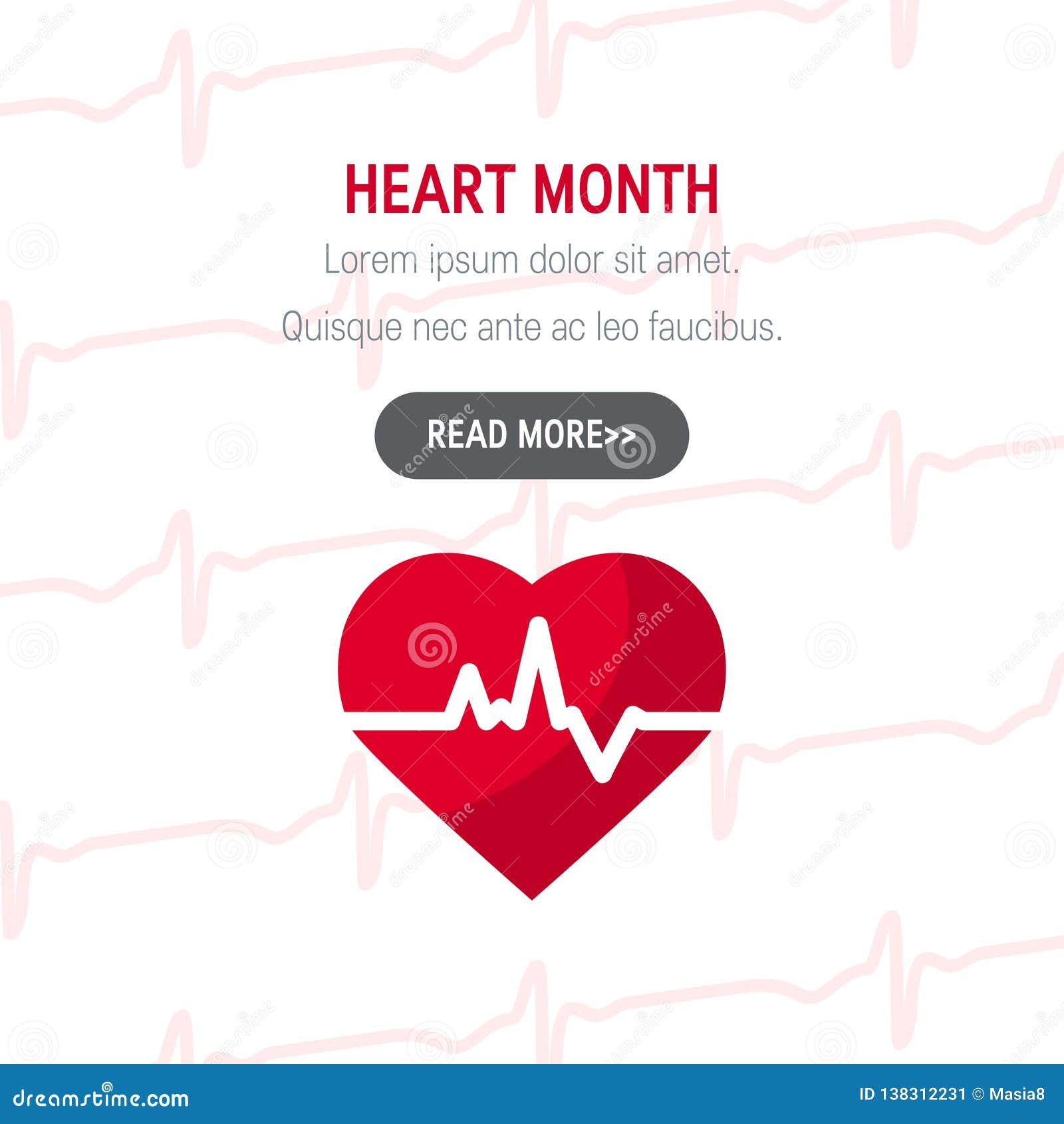 National Heart Month Concept in Flat Style Stock Vector - Illustration ...