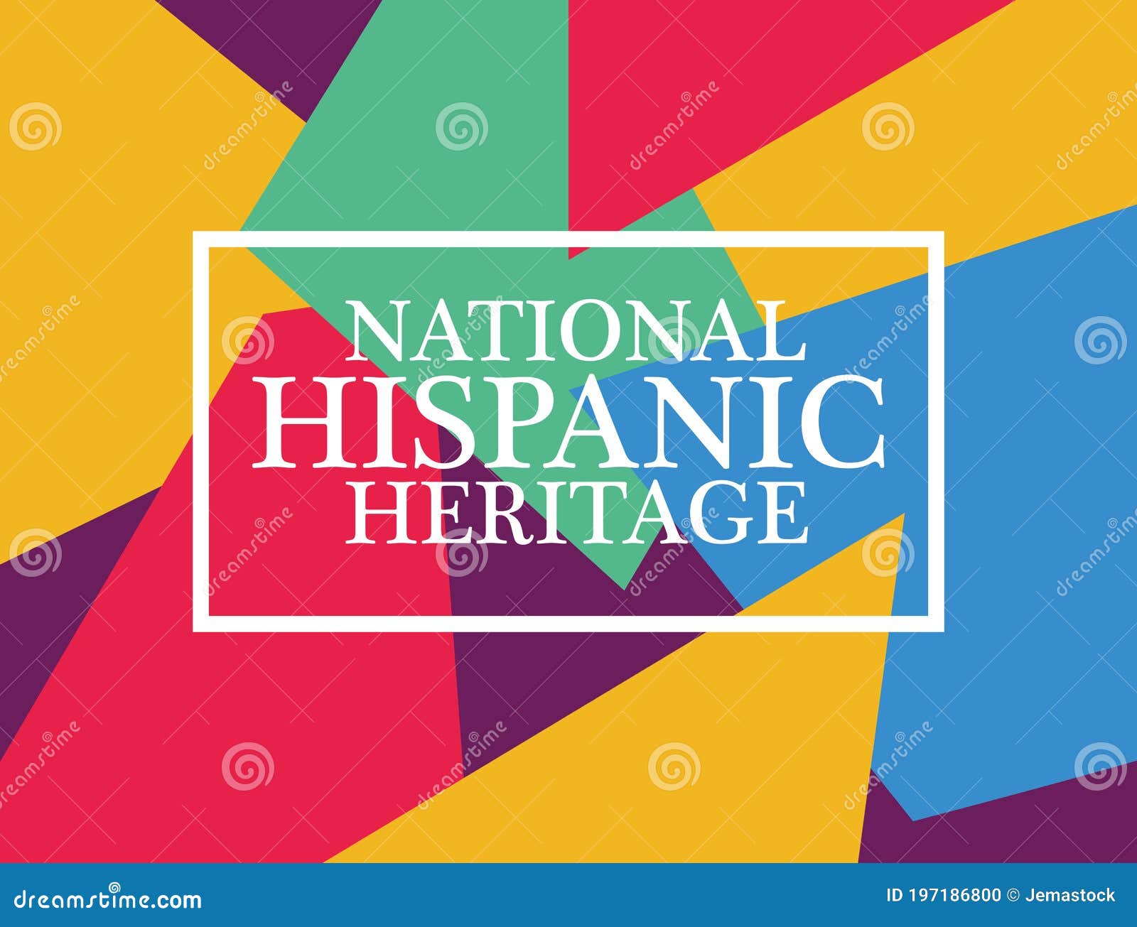 national hispanic heritage label in multicolor background