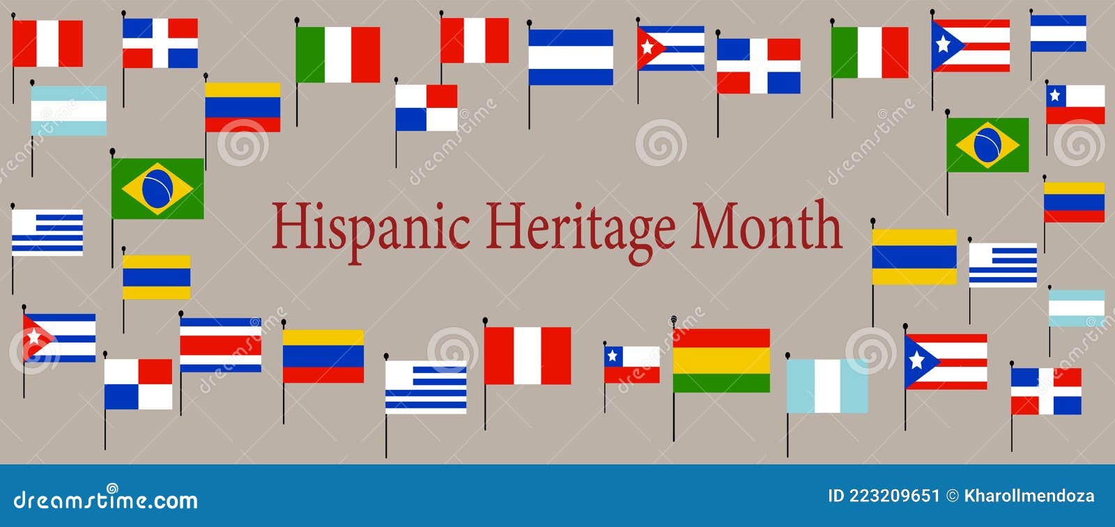 national hispanic heritage month and flags of america