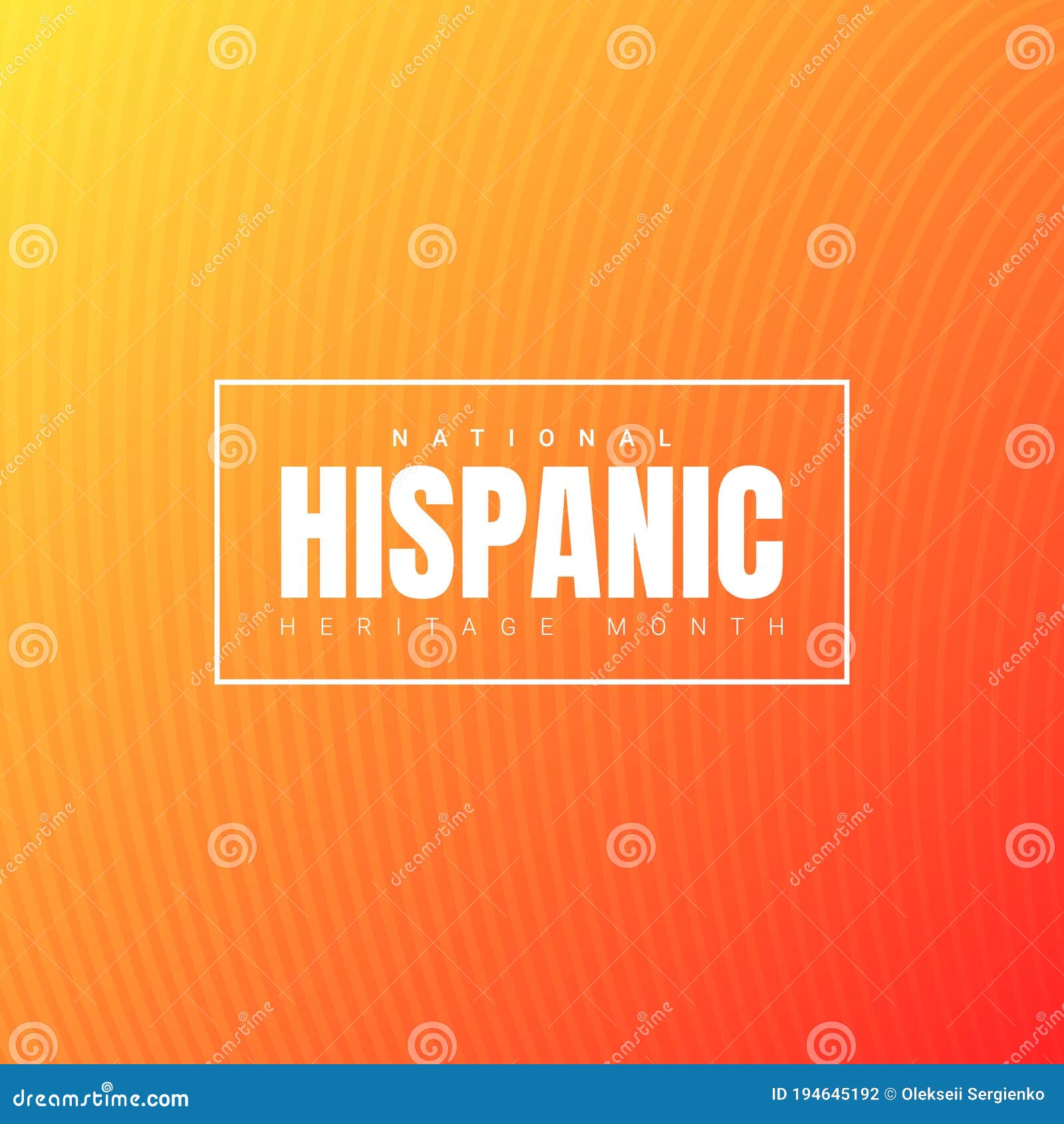 national hispanic heritage month square banner template with white text in a frame on orange gradient background