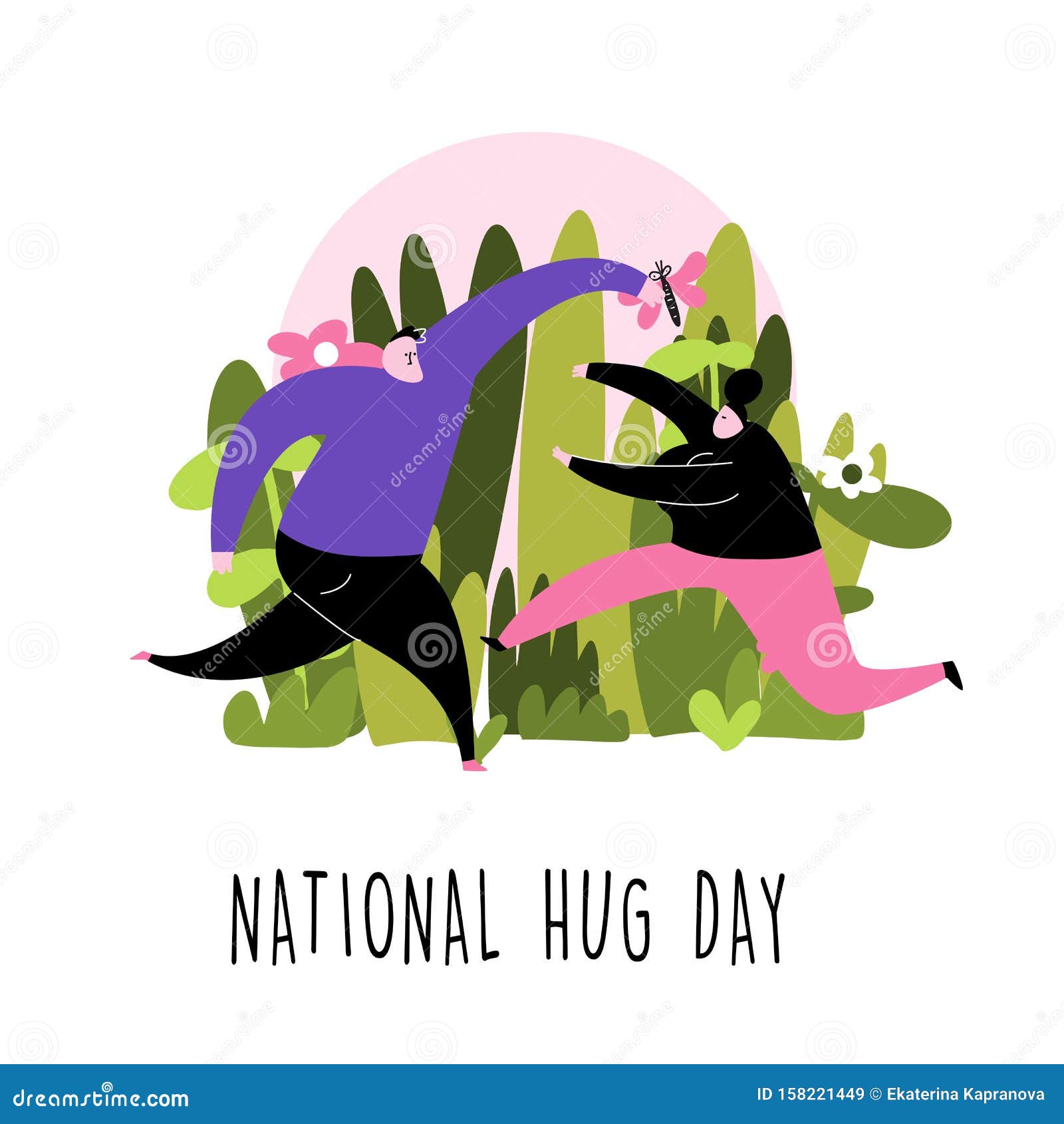 National Hug Day. Funny Vector Cartoon Illustration of Couple Running To  Each Other. Stock Vector - Illustration of emotion, card: 158221449
