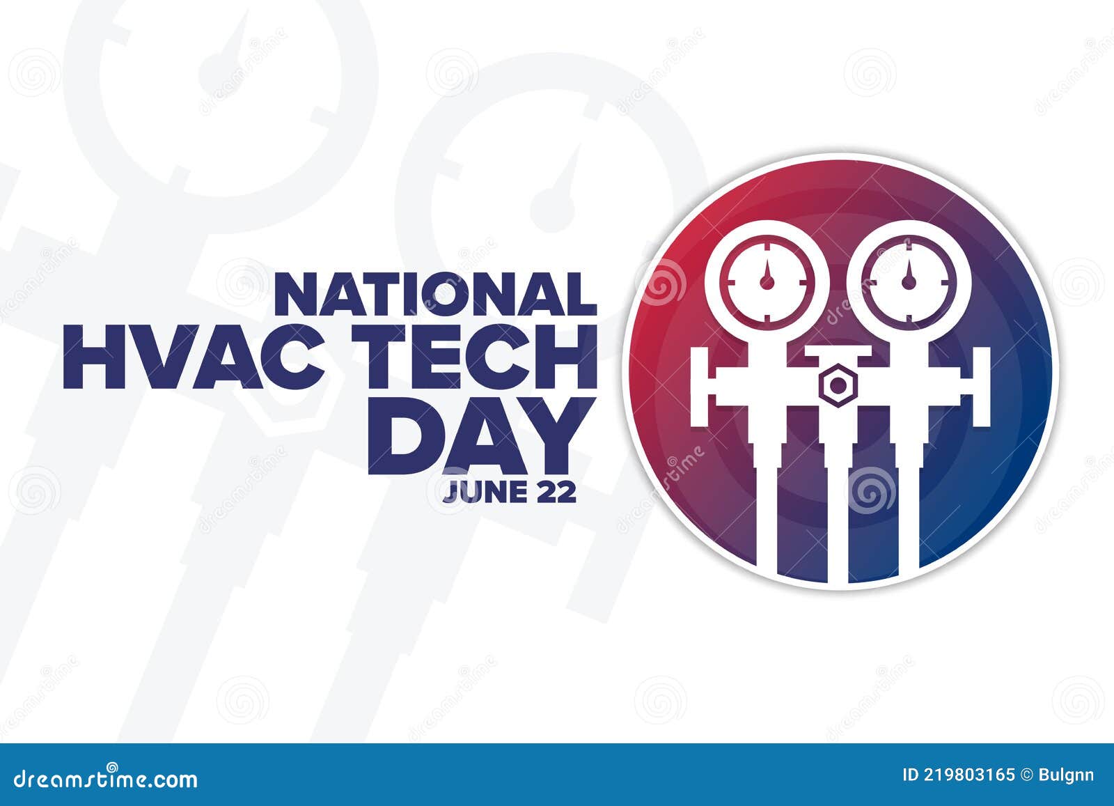 National HVAC Tech Day. June 22. Holiday Concept Stock Vector