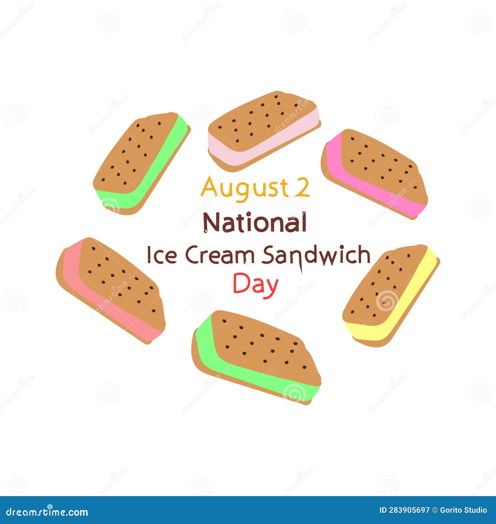 National Ice Cream Sandwich Day August 2 Vector Illustration Stock