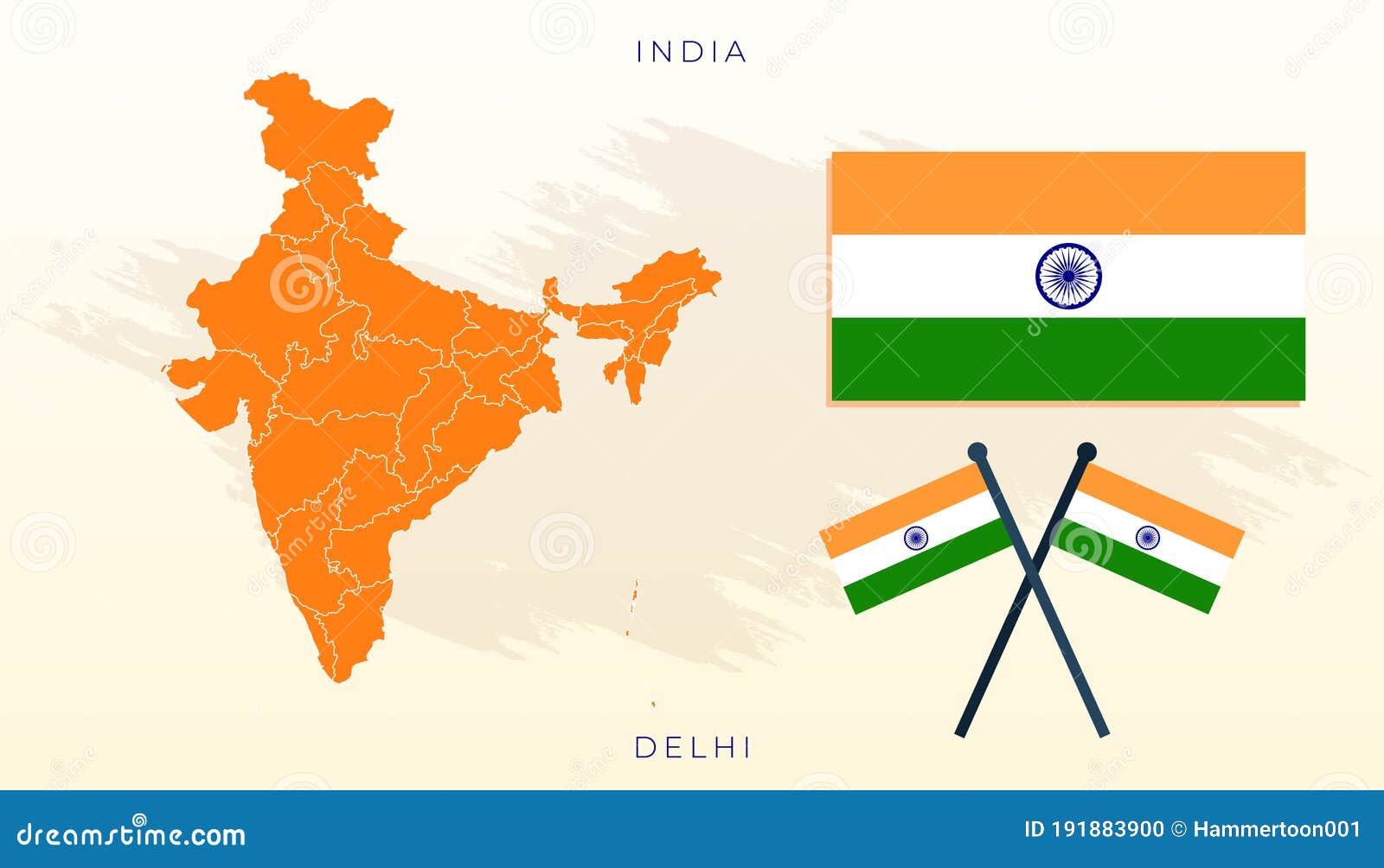 National Map of India, Vector Flag of India Stock Vector Illustration