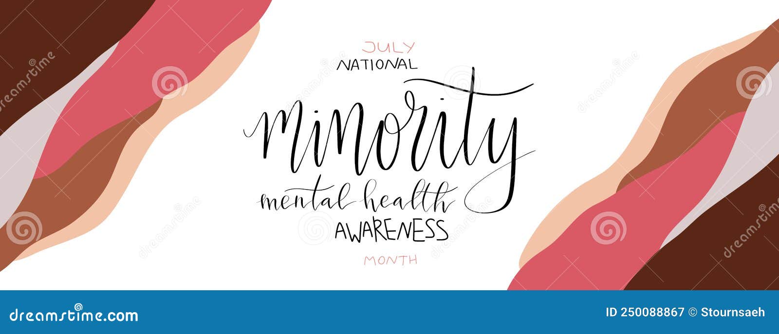 national minority mental health awareness month july poster with handwritten brush lettering