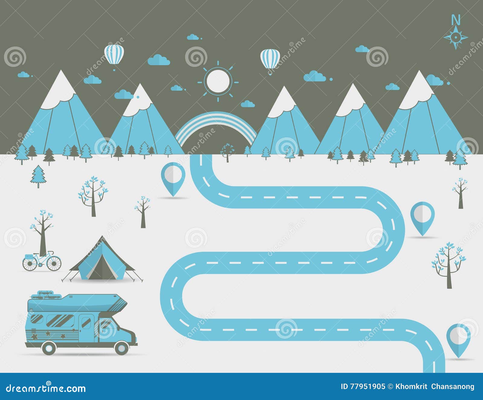 Download National Mountain Park Camping Scene Vector Illustration ...