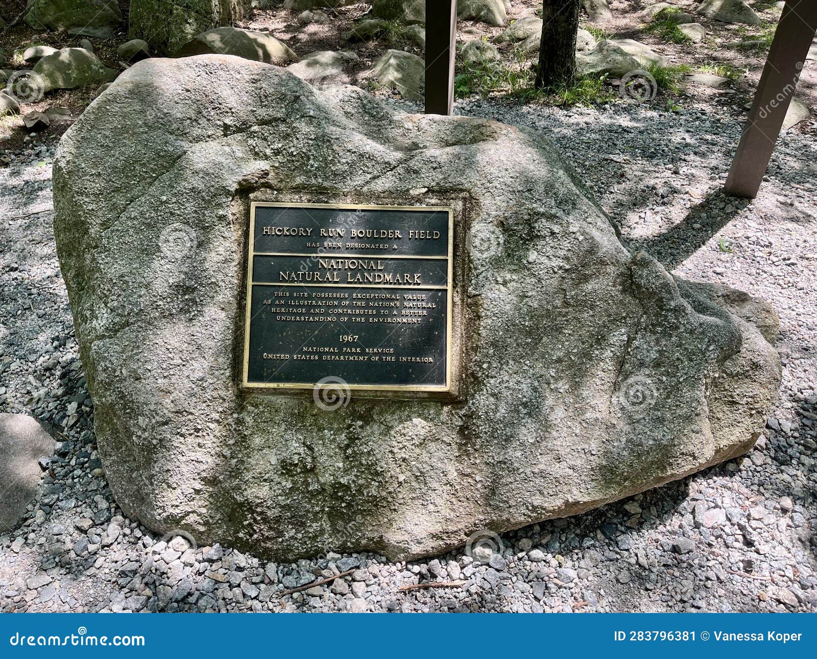 A National Natural Landmark Sign for the Boulder Field in Hickory Run