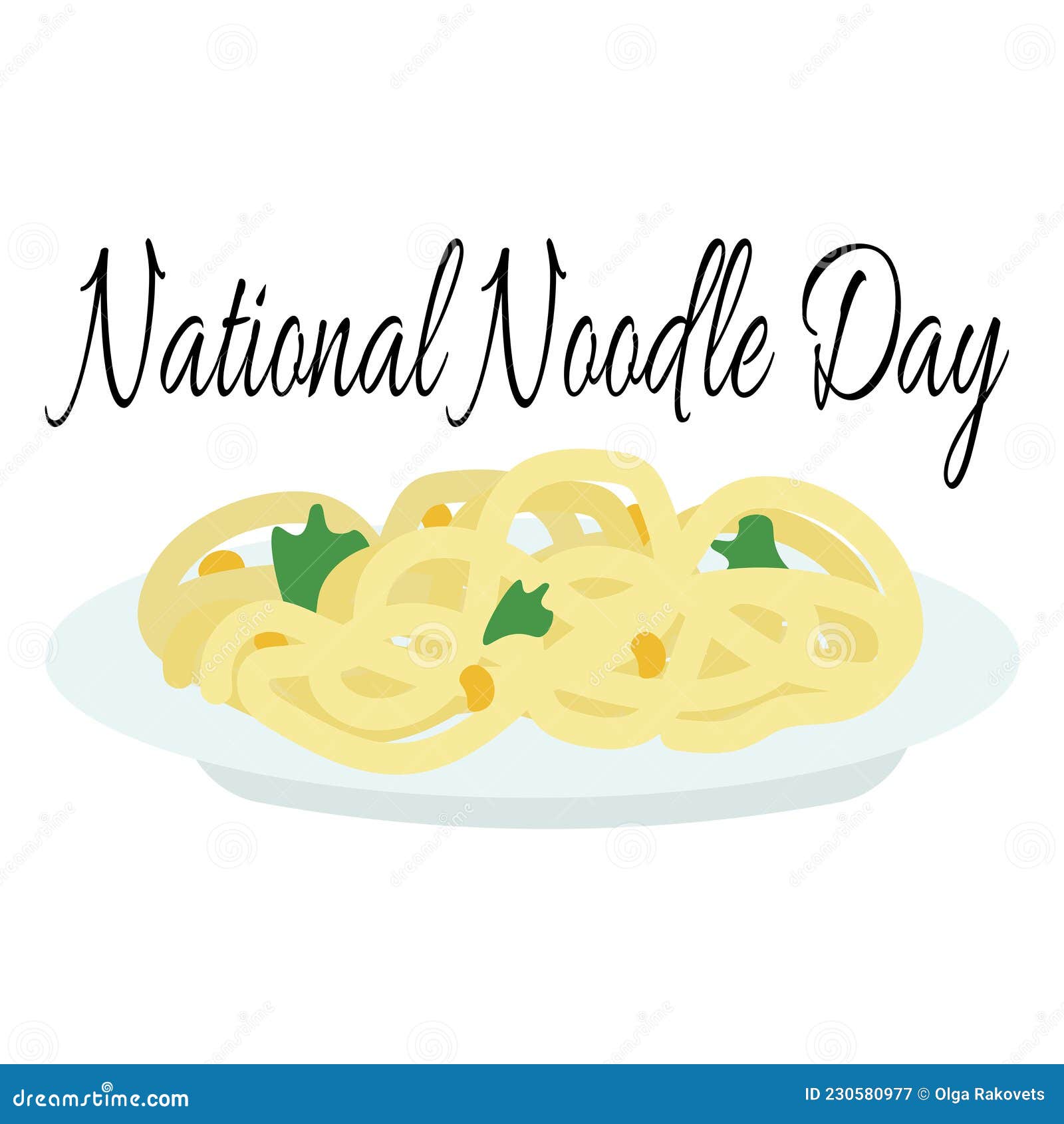 National Noodle Day, Idea for Poster, Banner or Menu Design, Dish in a