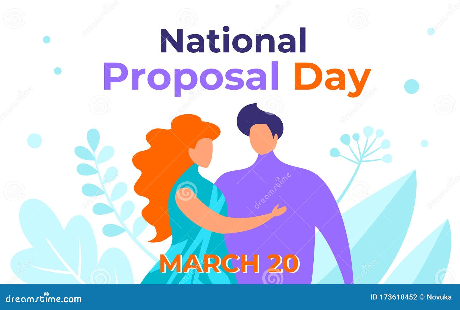 National Proposal Day Vector Illustration. a Man and a Woman in Love, a