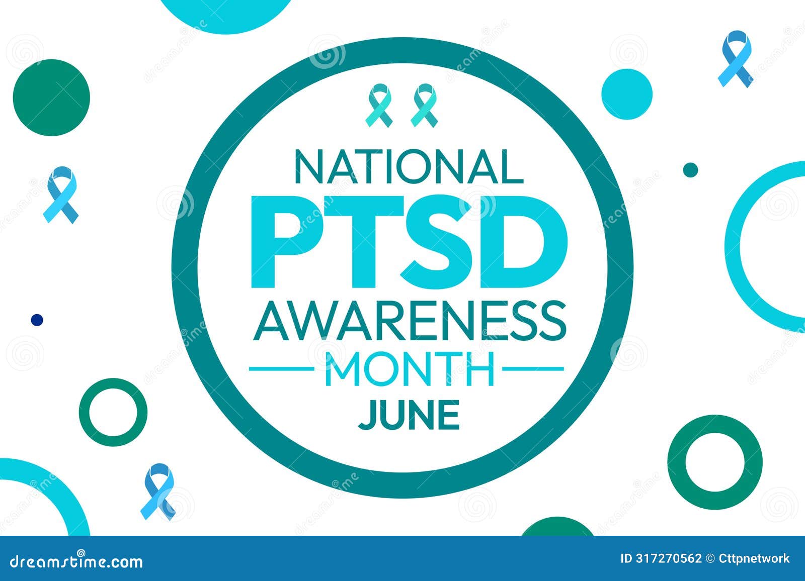 National PTSD Awareness Month Wallpaper with Green Ribbon and