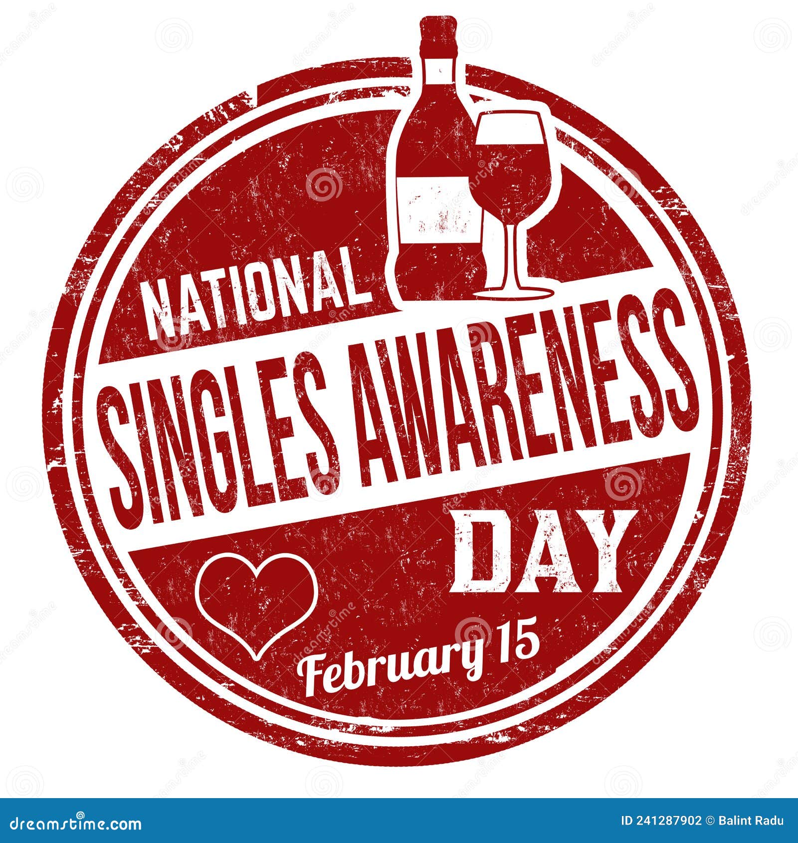 national singles awareness day grunge rubber stamp