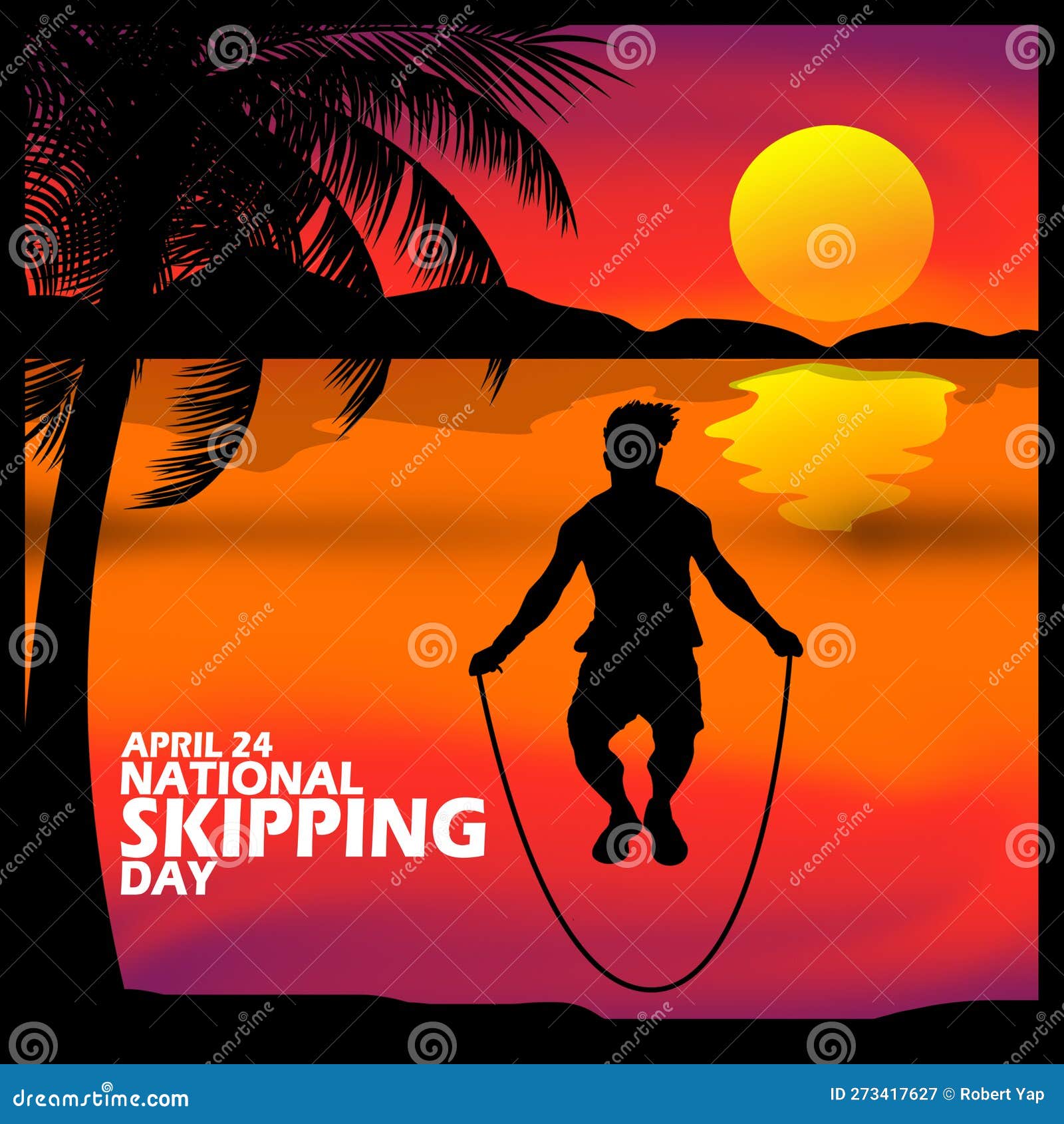 National Skipping Day on April 24 Stock Vector Illustration of active