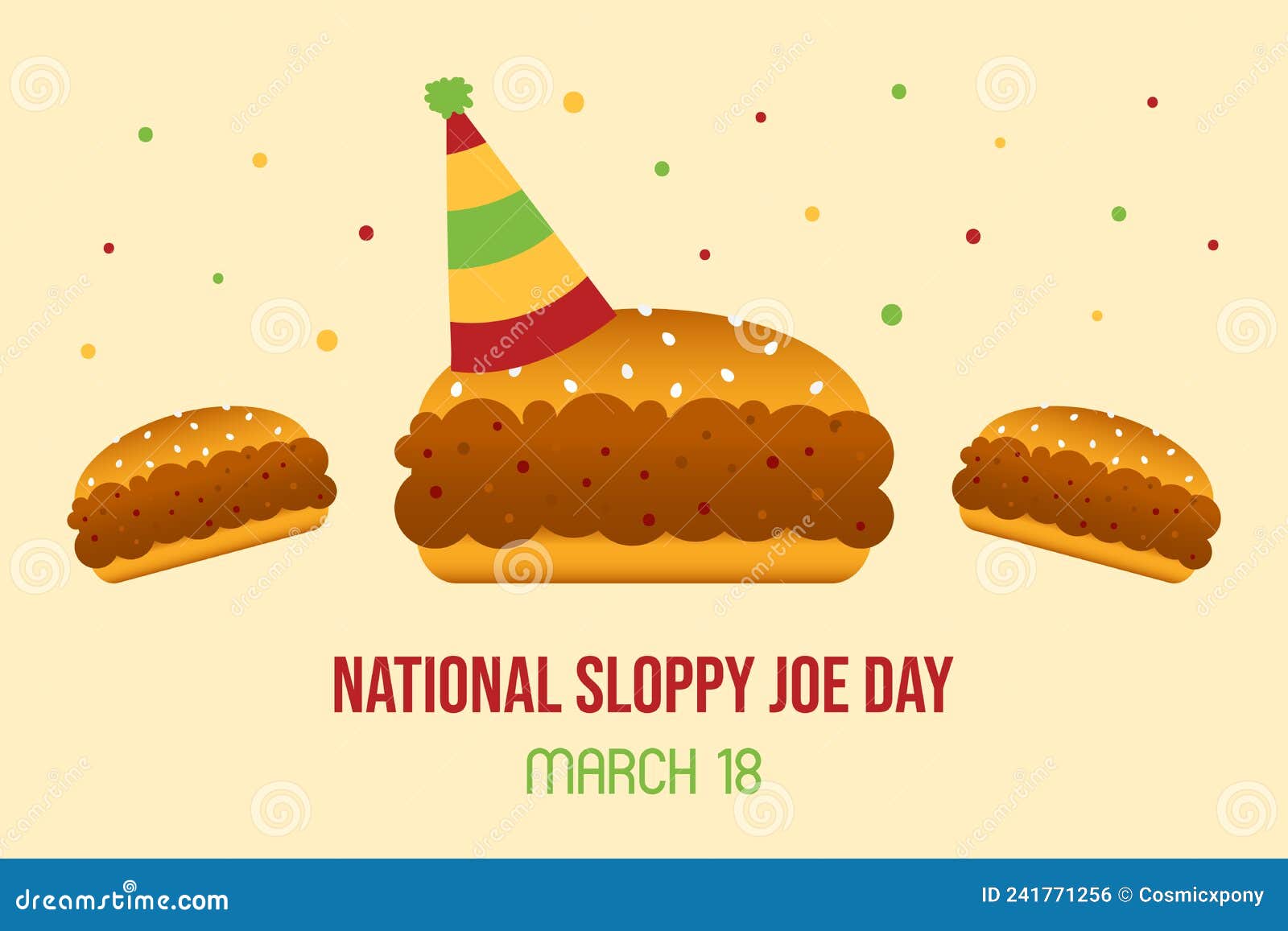 National Sloppy Joe Day Greeting Card, Illustration with Cute Cartoon