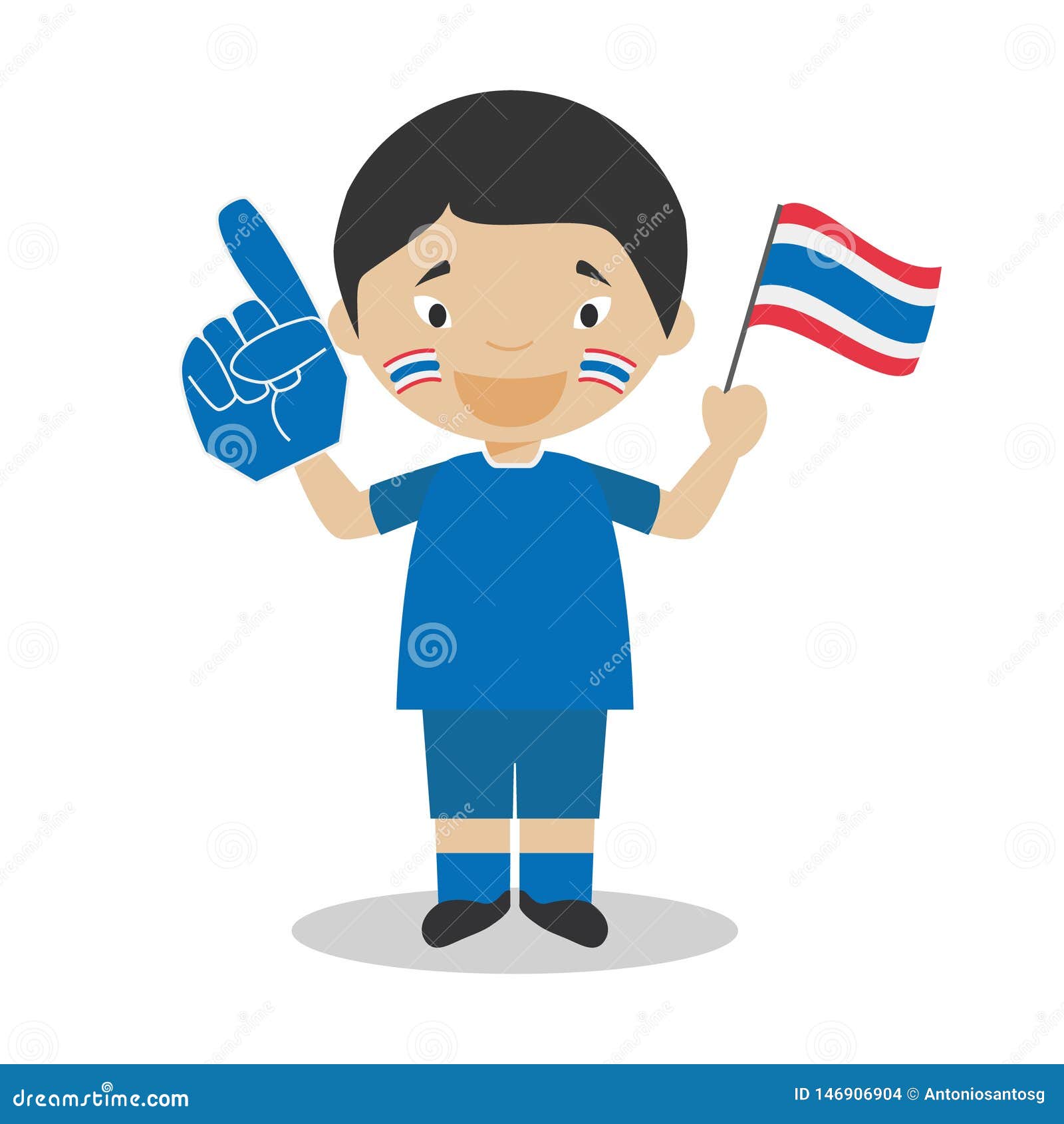 National Sport Team Fan from Thailand with Flag and Glove Vector ...