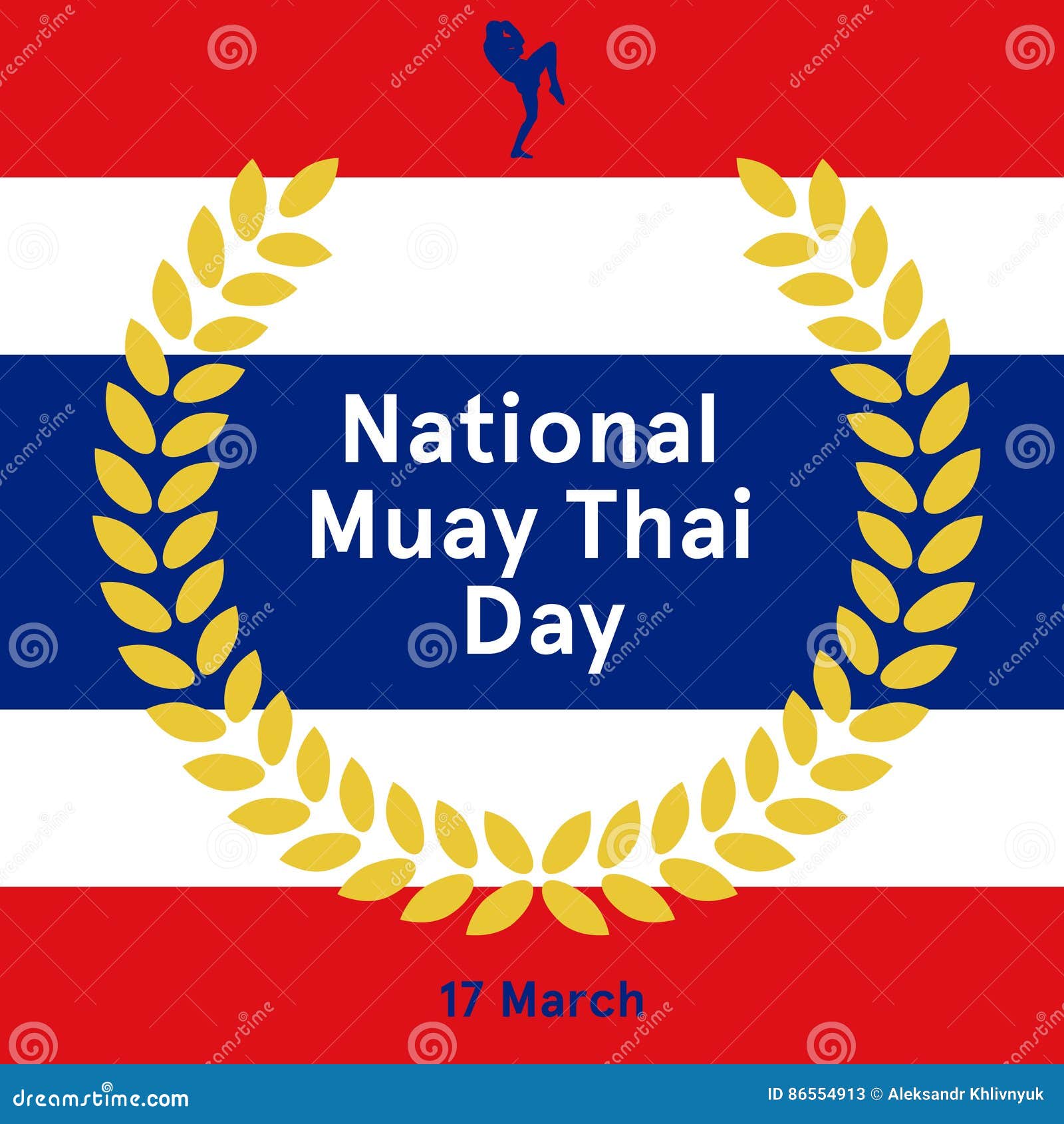 Anestésico templado Desnudo National Thai fight Day. stock illustration. Illustration of flat - 86554913