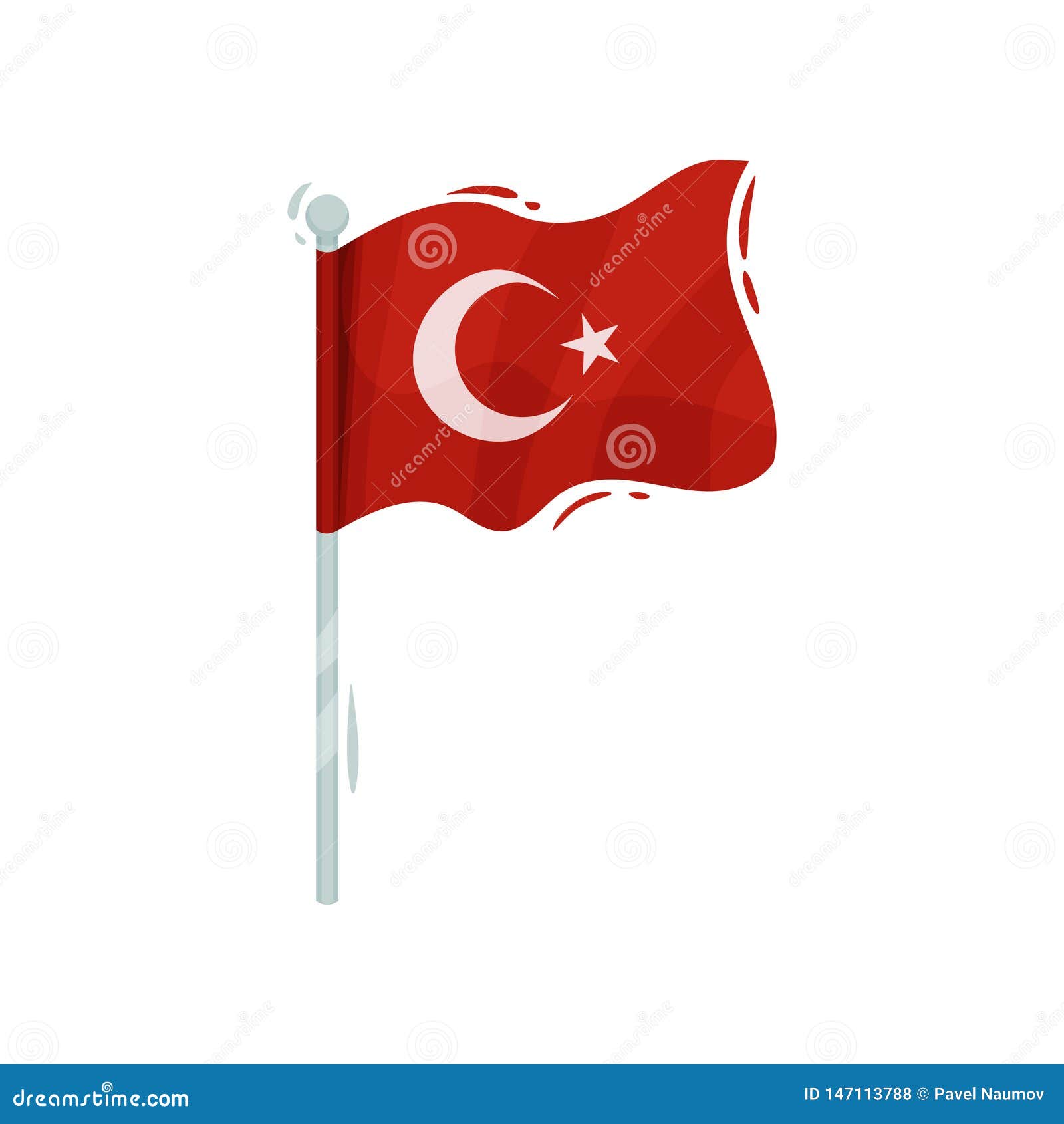 Download National Flag Of Turkey On The Pole. Vector Illustration ...