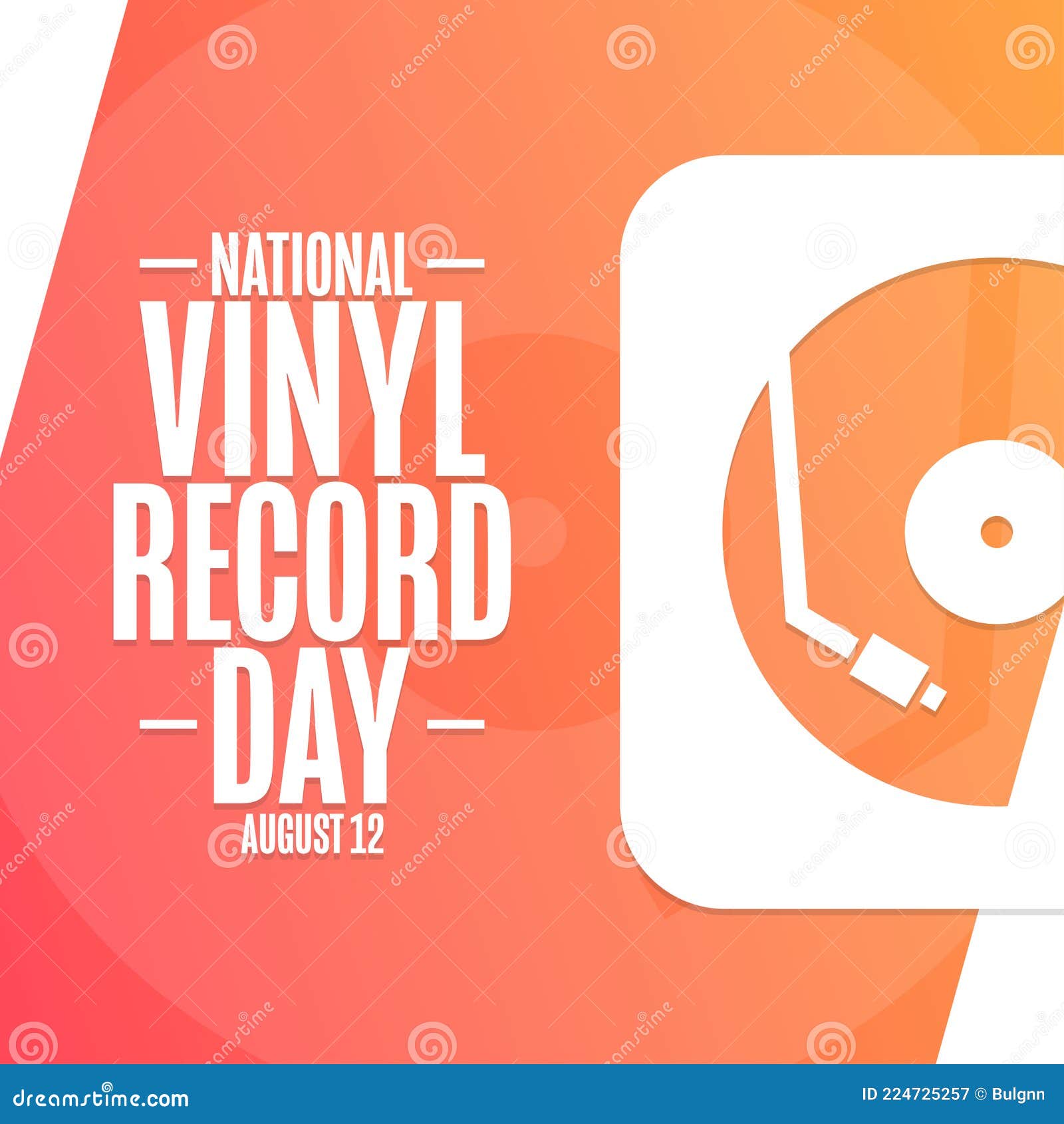 National Vinyl Record Day. August 12. Holiday Concept Stock Vector