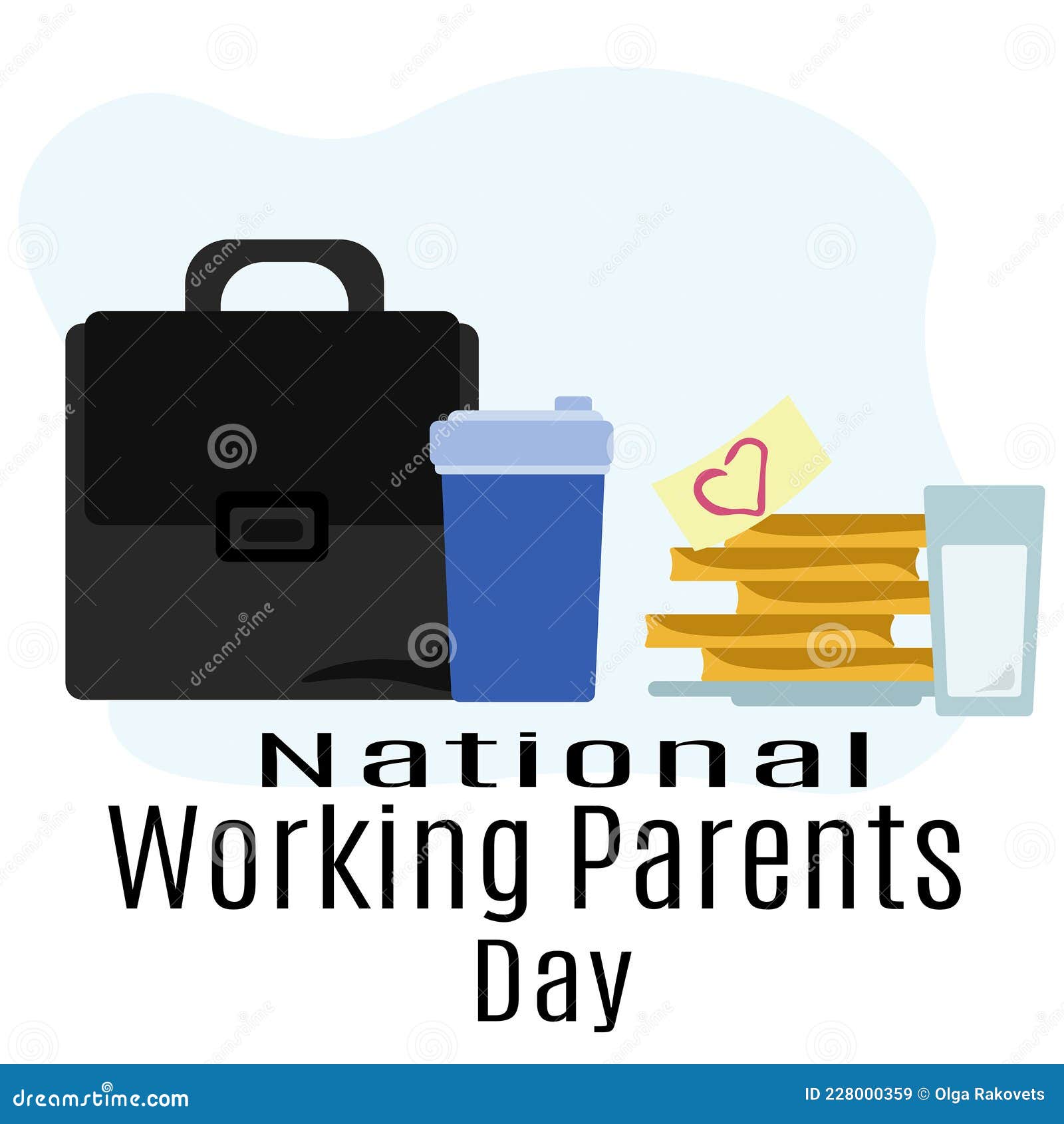 National Working Parents Day, Idea for Poster or Postcard Stock Vector