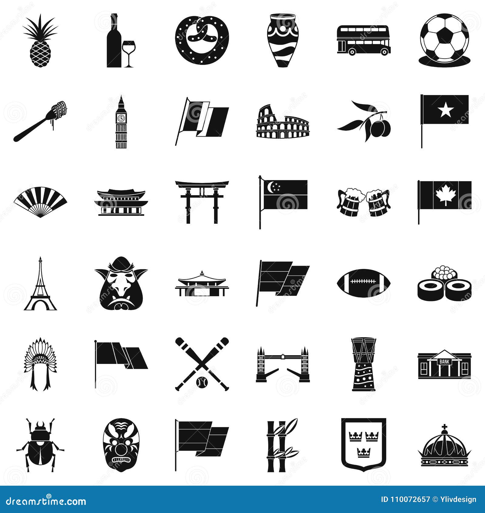 nationwide icons set, simple style