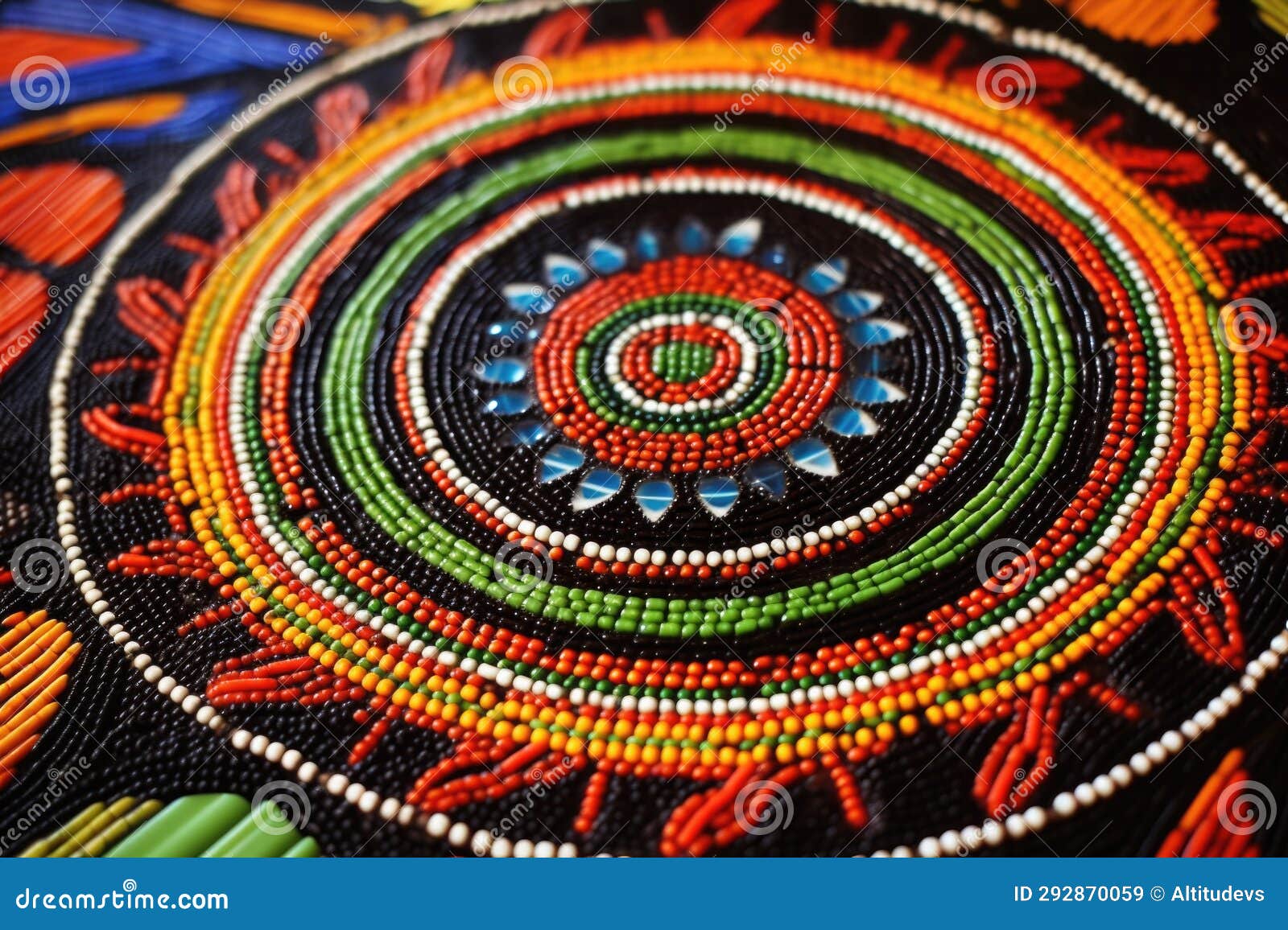 Native American Beadwork Art on Leather Fabric Stock Image Image of