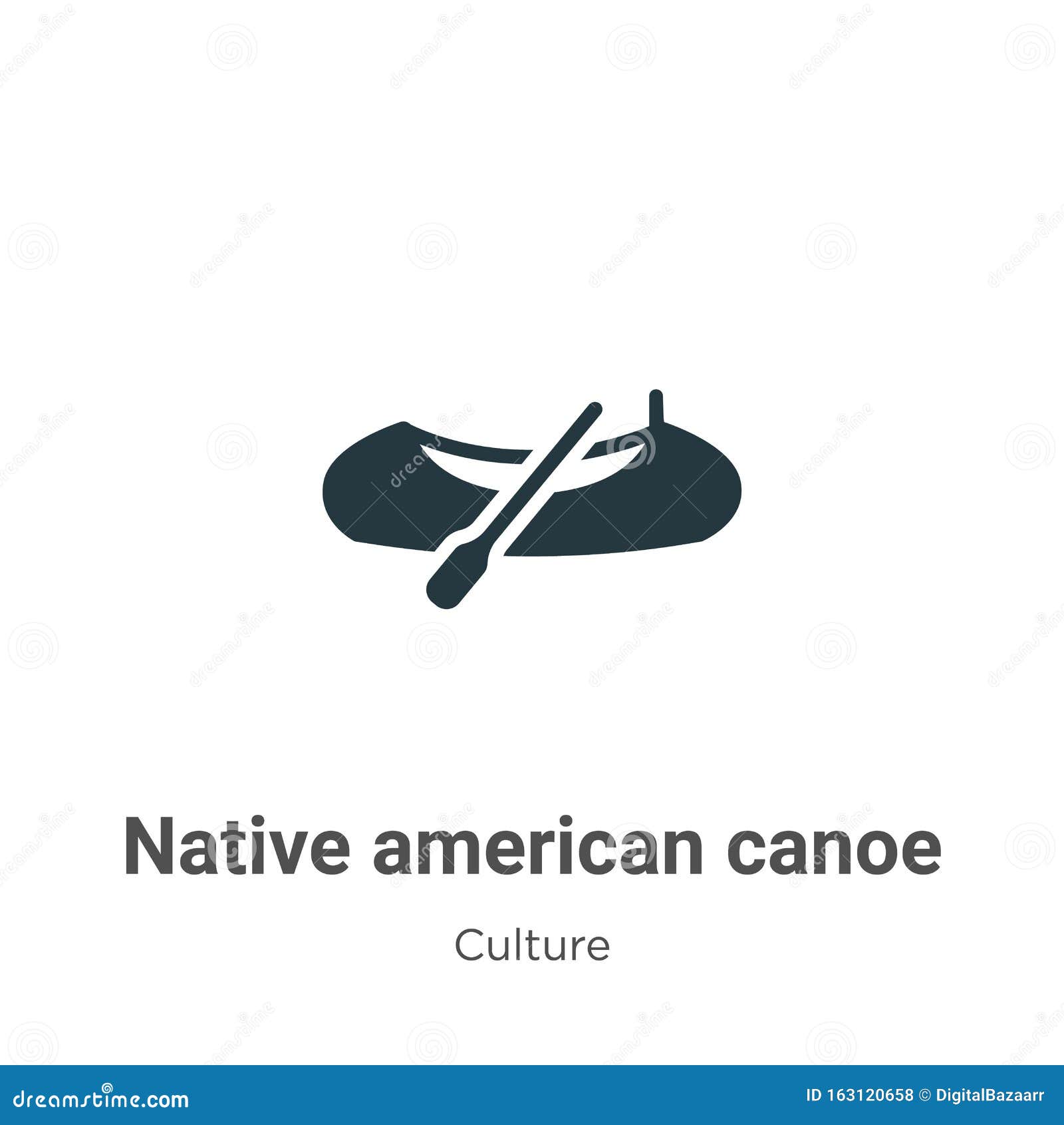 Native American Canoe Vector Icon On White Background ...