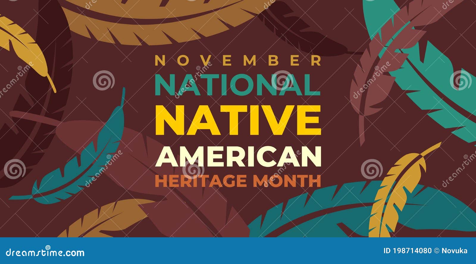 native american heritage month.  banner, poster, card for social media with the text national native american heritage month