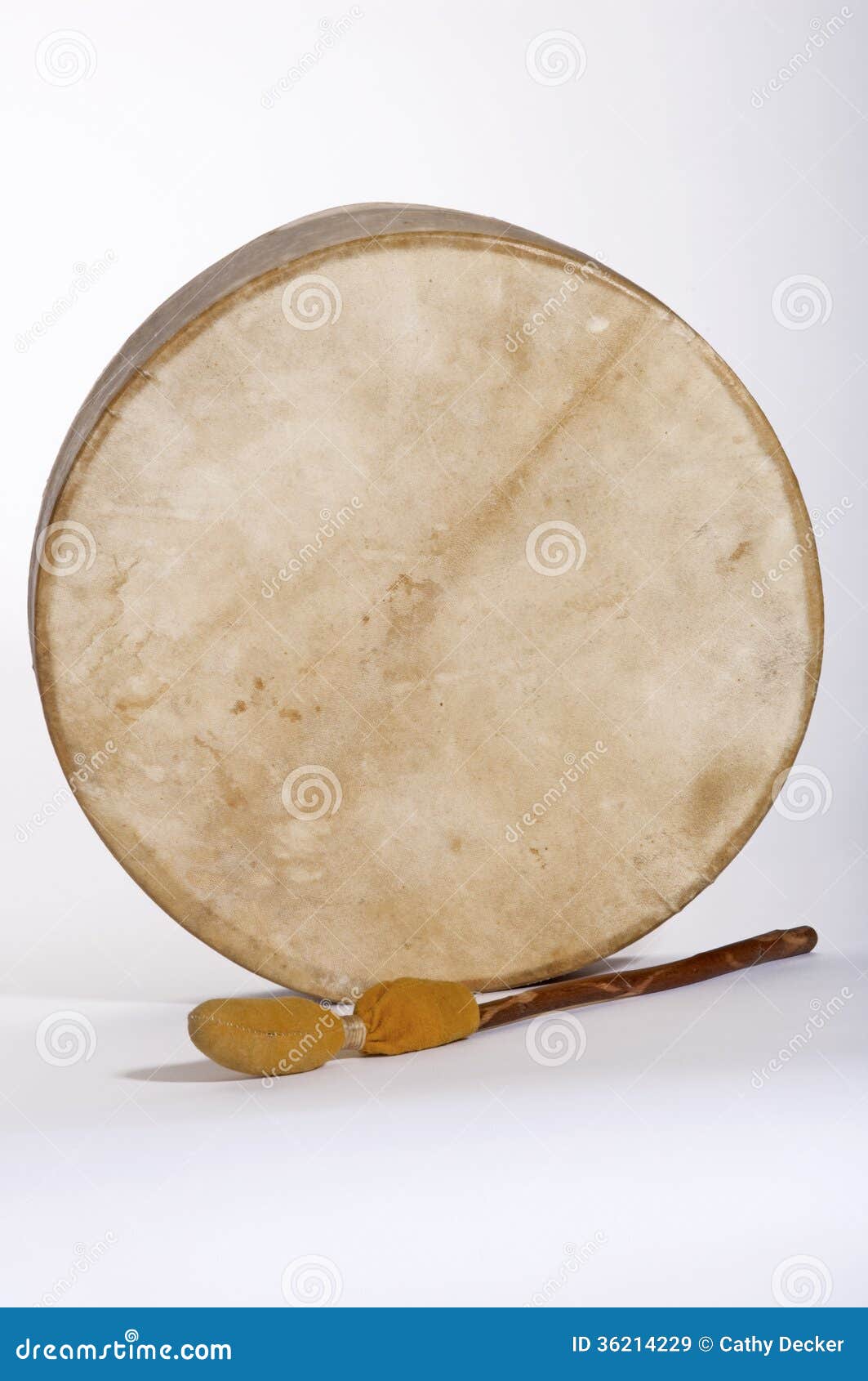 native american indian deerskin drum and drumstick