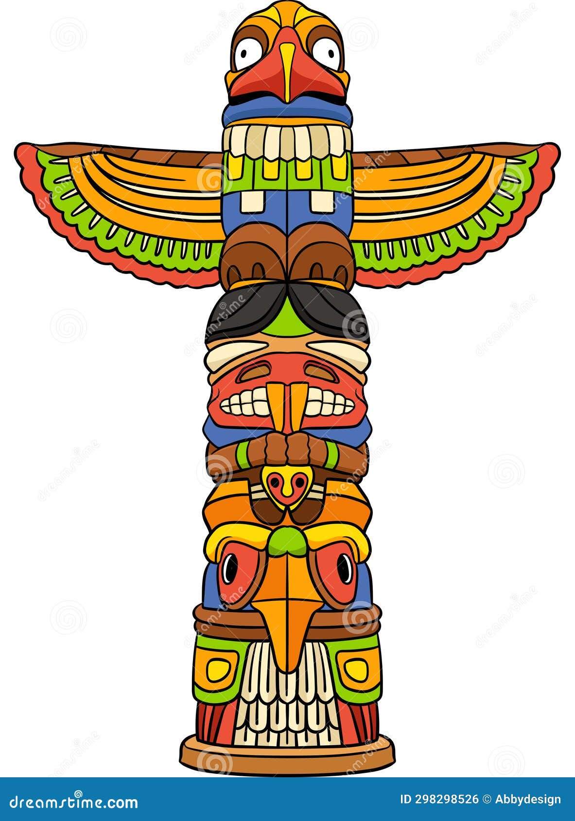 Native American Indian Totem Cartoon Clipart Stock Vector ...