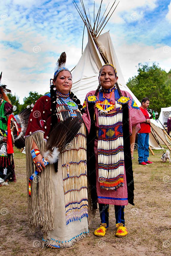 Native American Indian Woman in Front of Tipi Editorial Stock Photo