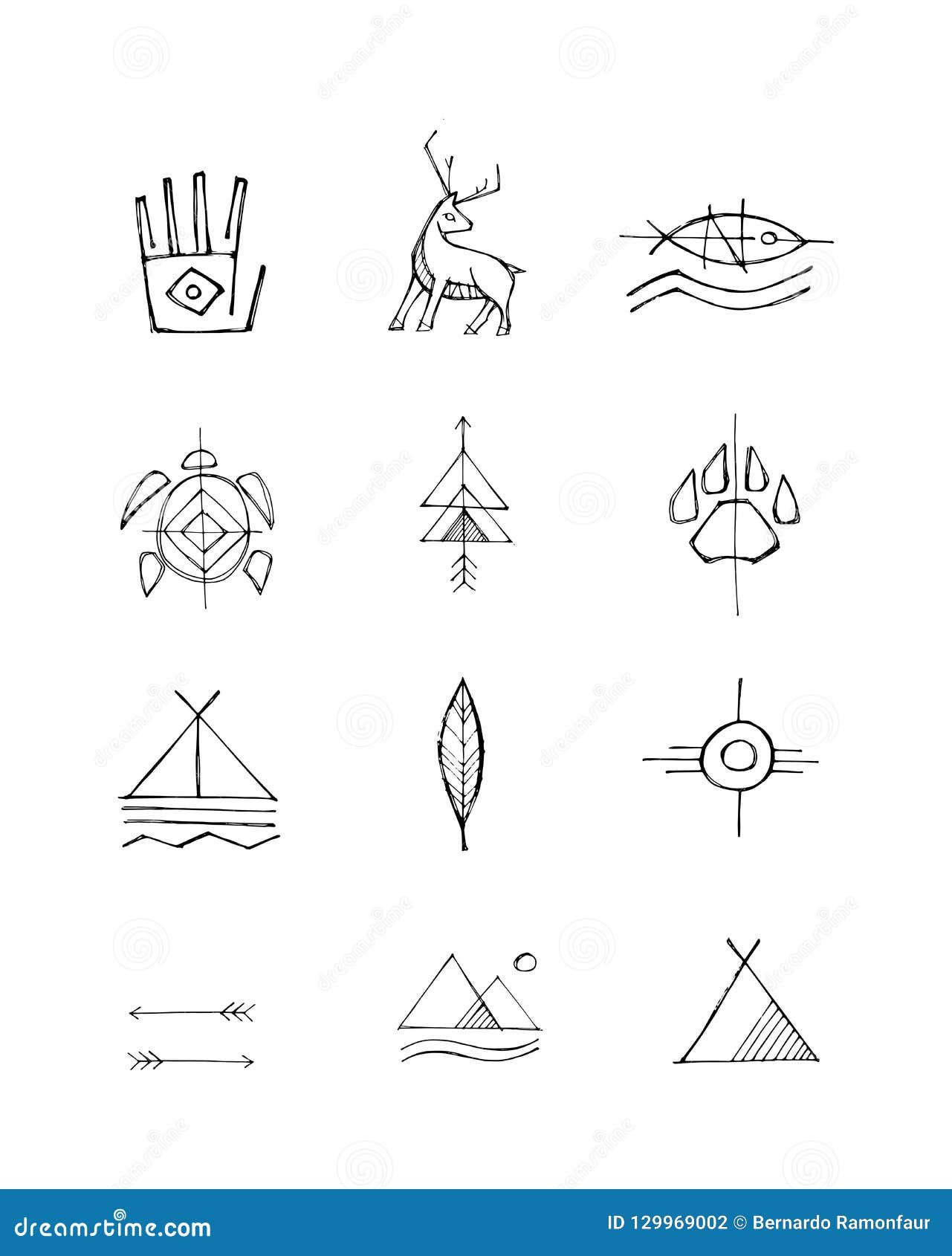 Native American Ink Symbols Illustration Stock Vector Illustration of