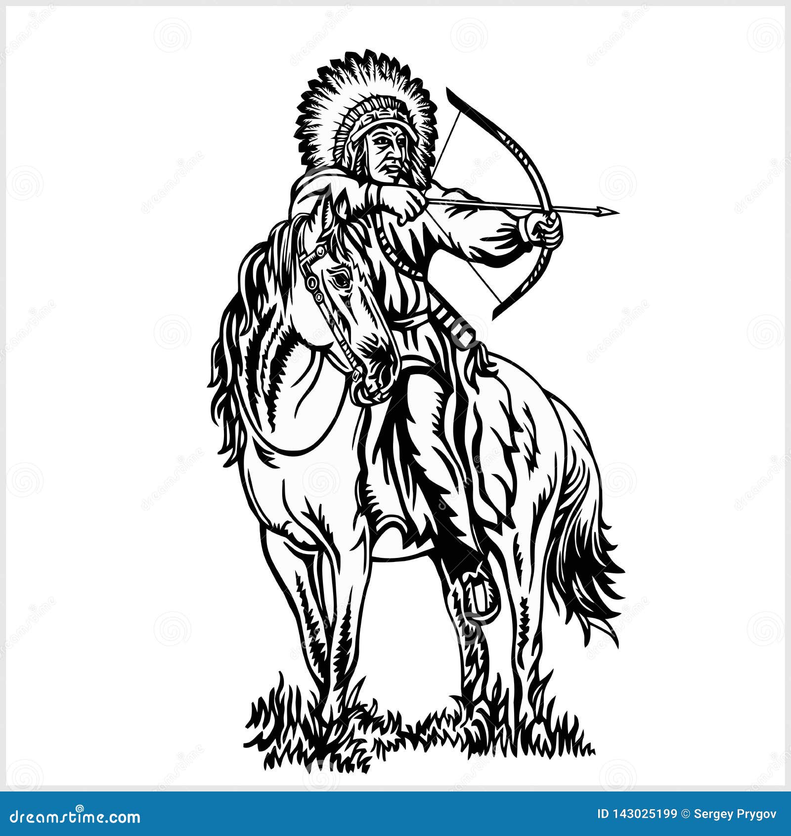 native american - rider on horse.