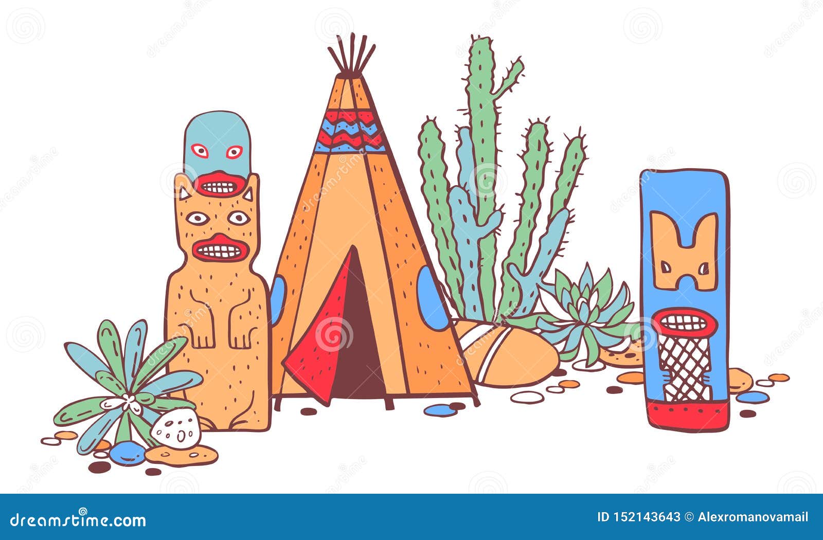 Download Native American Traditional Settlements. Tipi, Totem Poles ...