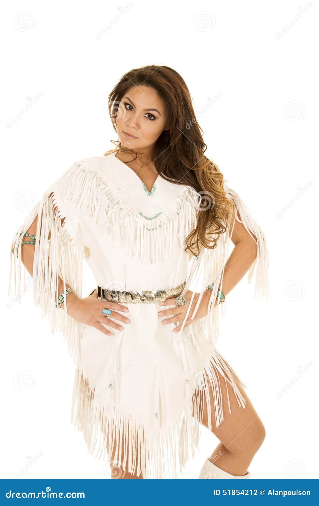 Native American Woman in White Hands on ...