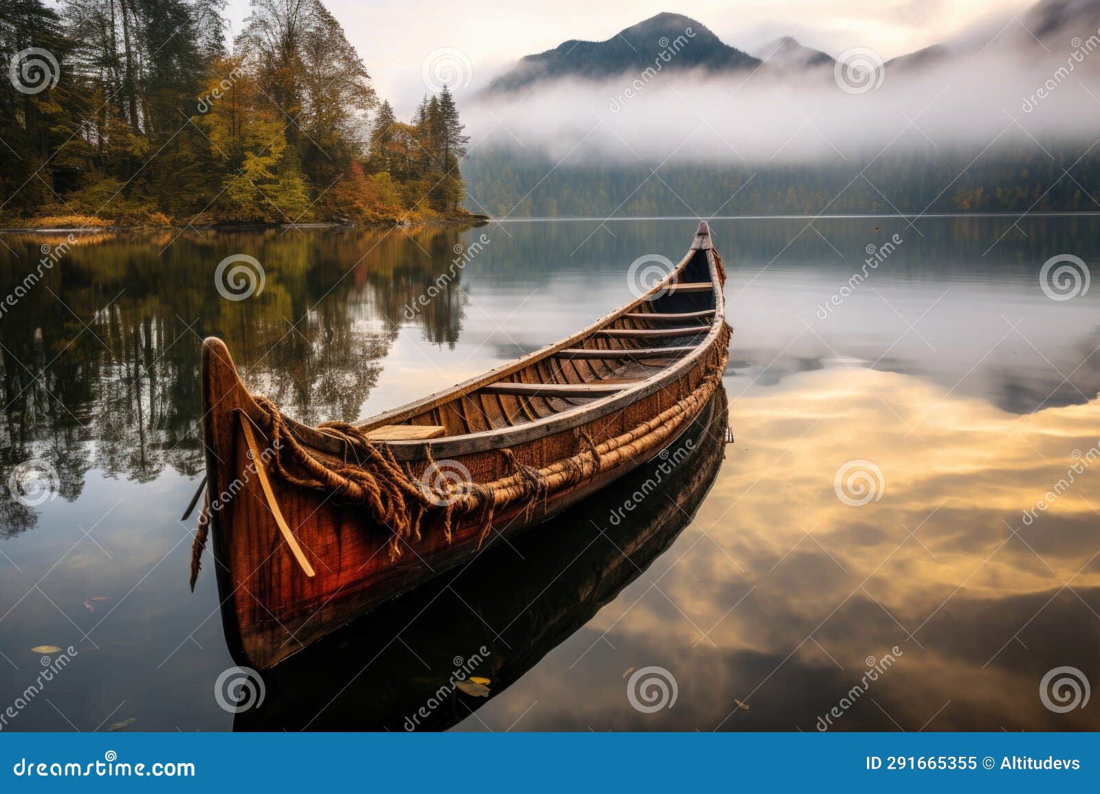 A Native Canoe on a Placid Lake Stock Image Image of outdoor, reflection 291665355