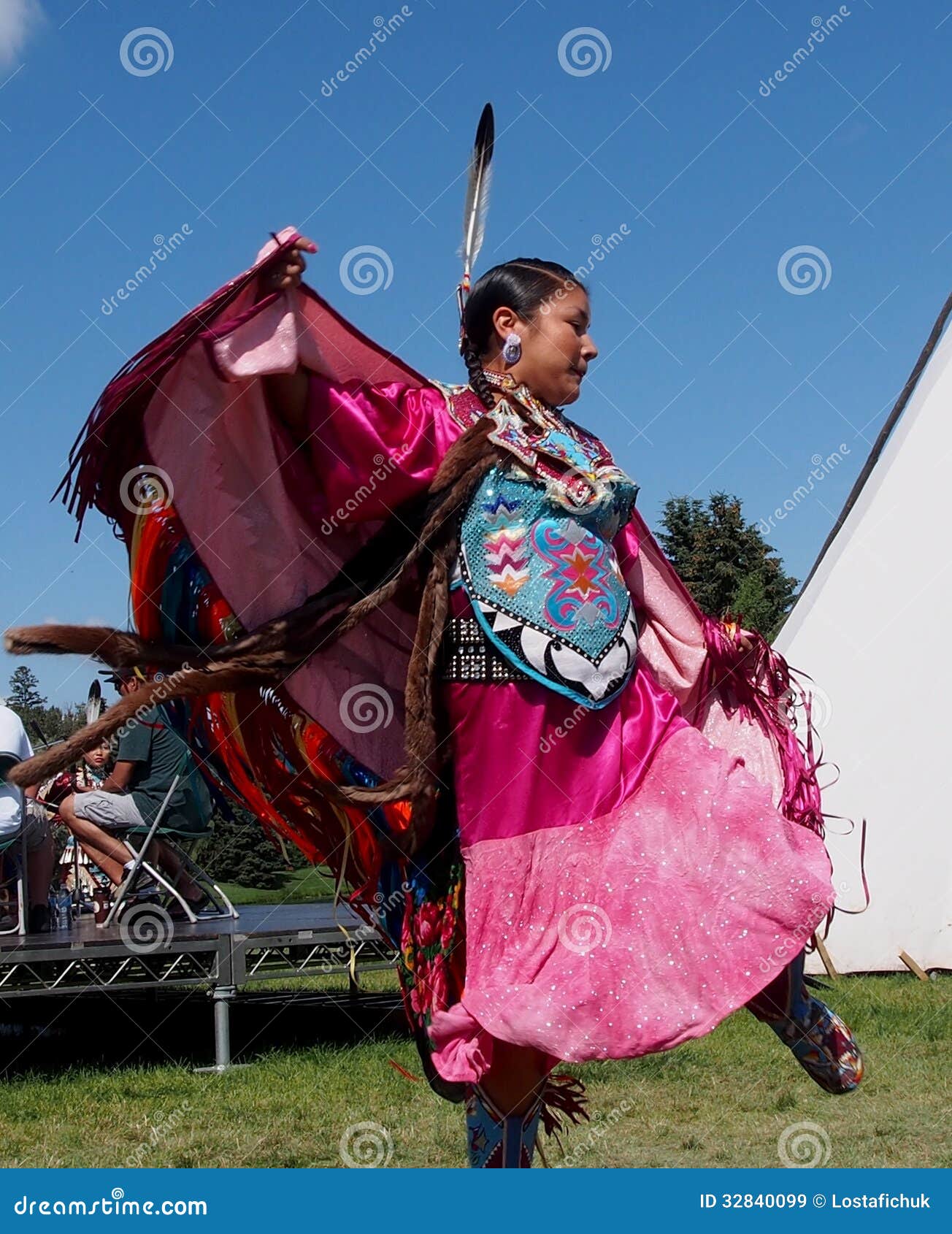 Native Dancer in Costume at Edmonton Heritage Days 2013 Editorial Stock