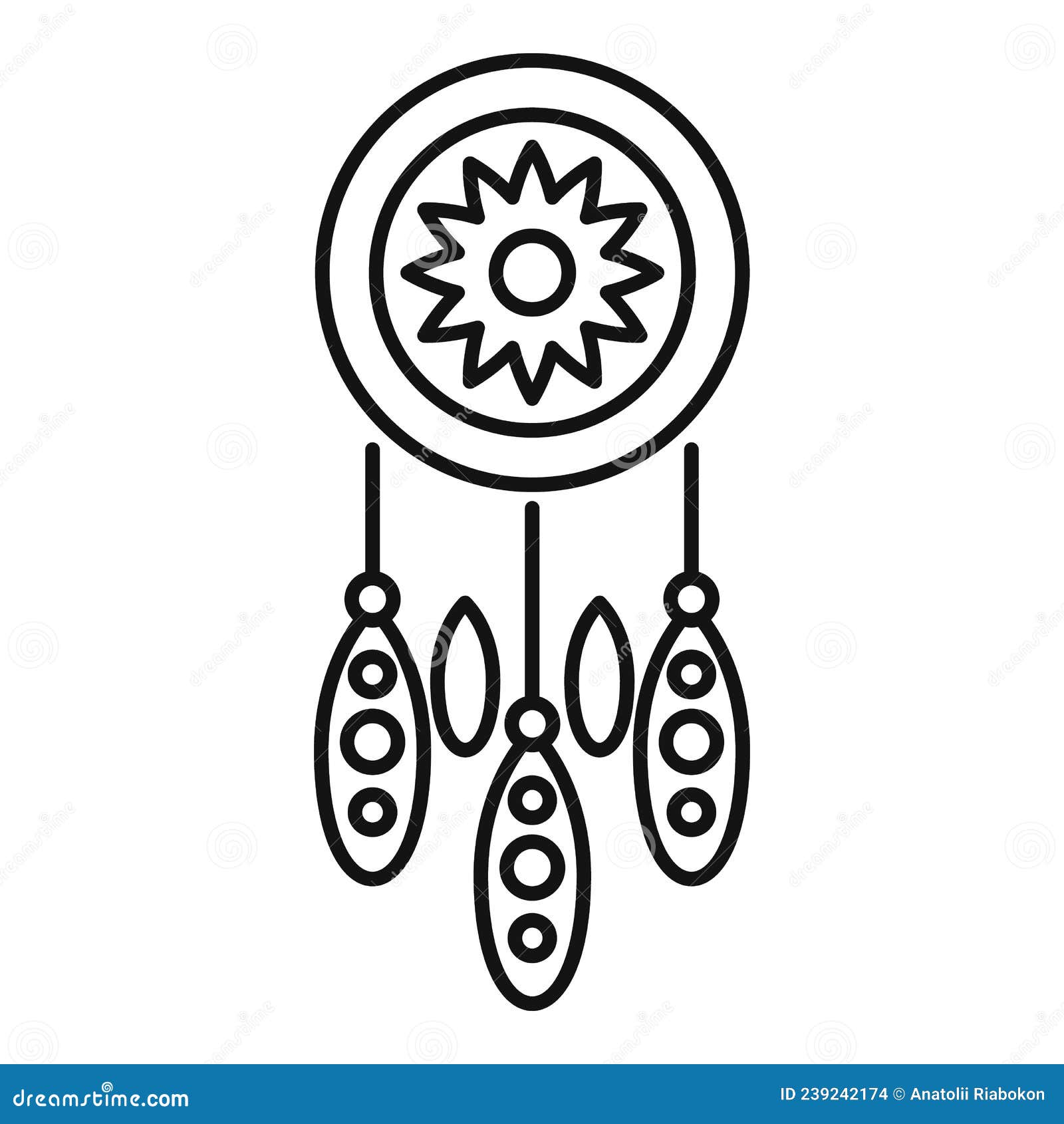 Aztec dream catcher icon outline vector. Tribal feather, Stock vector