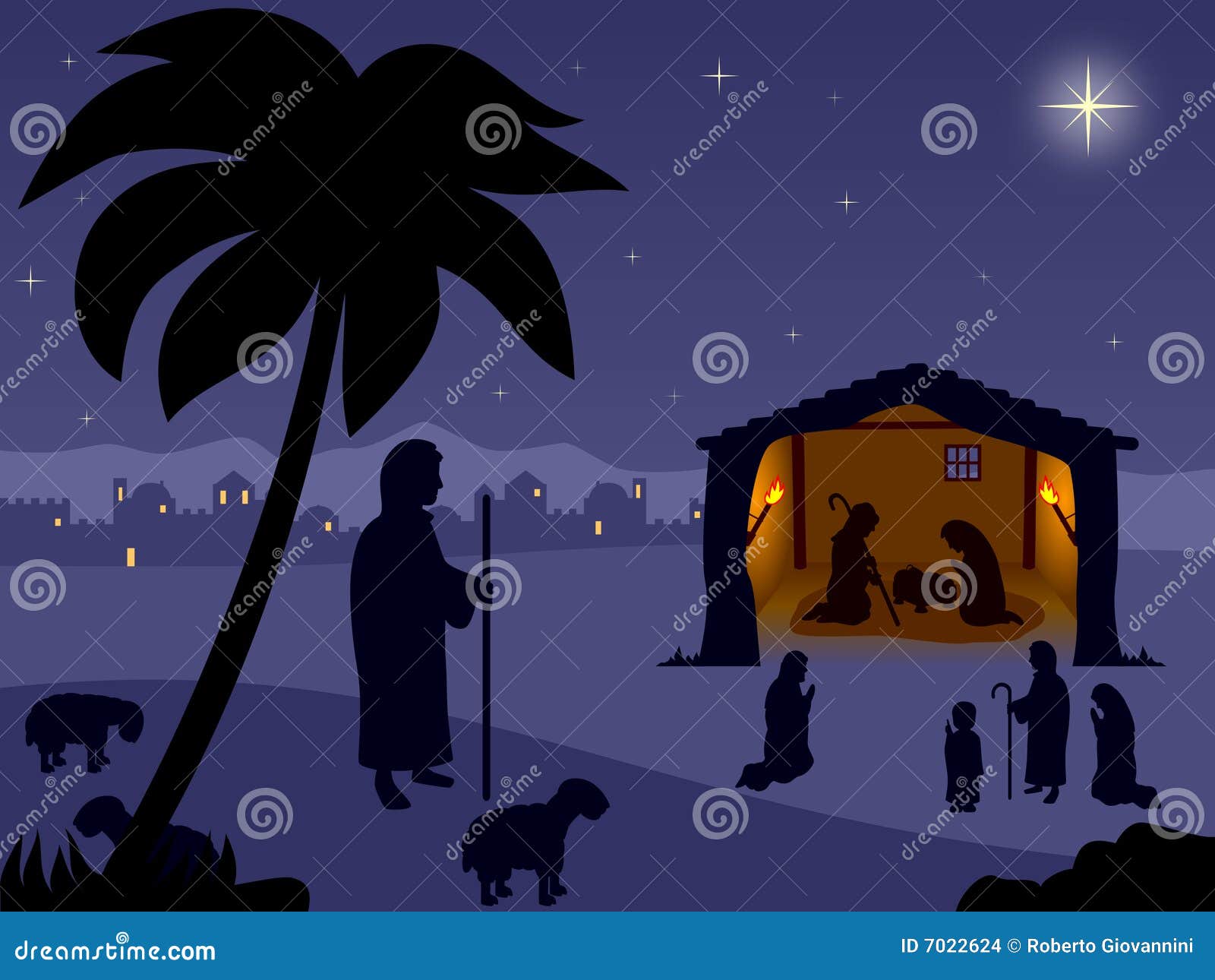 Nativity the Holy Night stock illustration. Illustration of bible