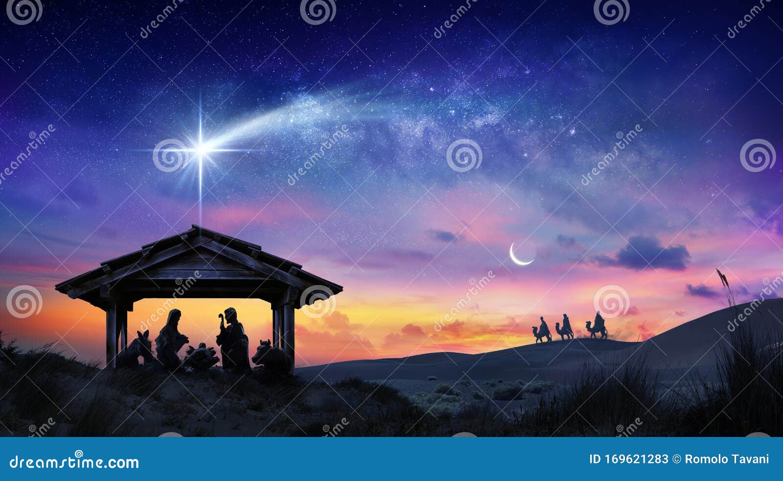 nativity of jesus scene with the holy family