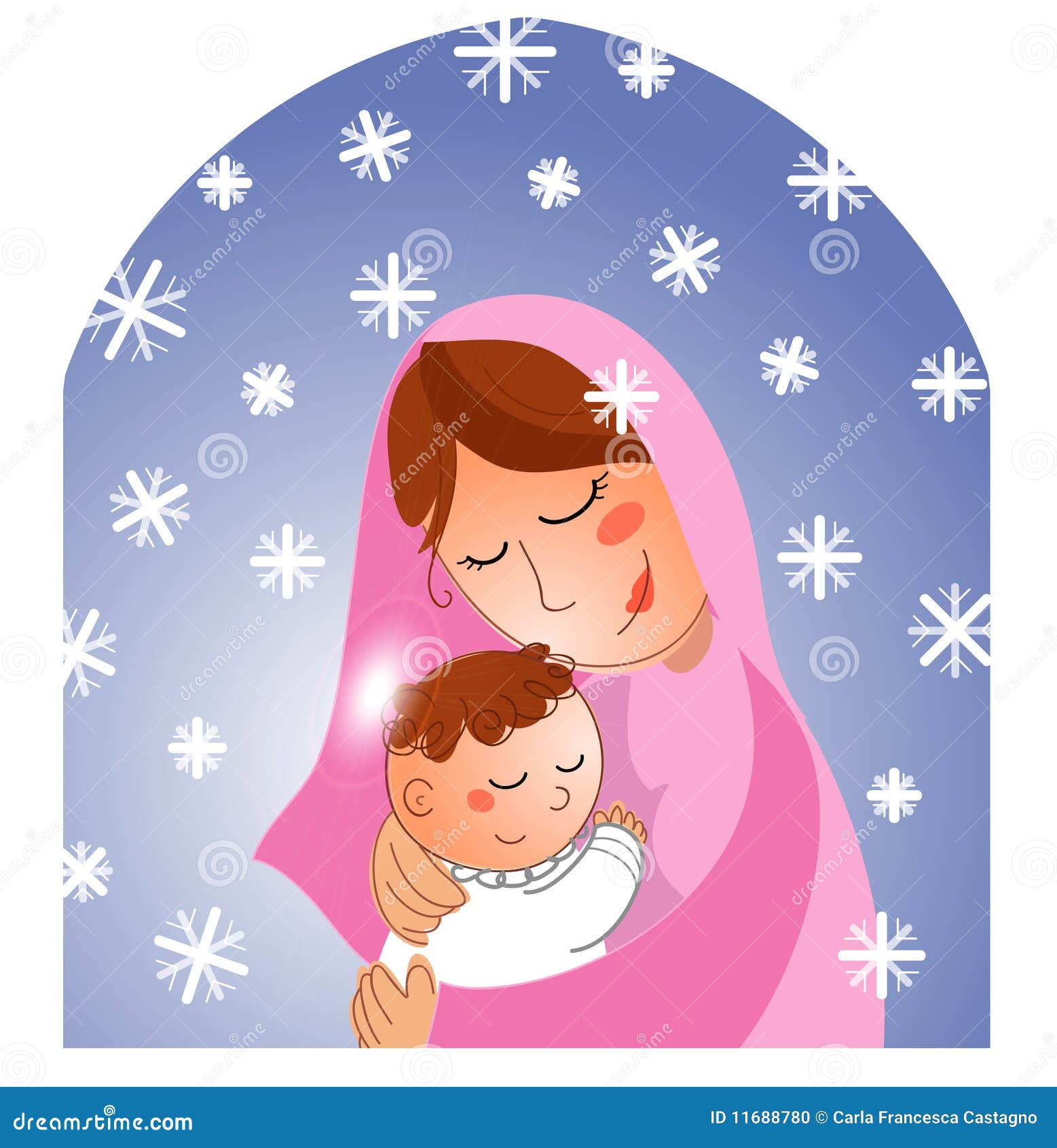Nativity Mary and Baby Jesus Stock Vector Illustration of children
