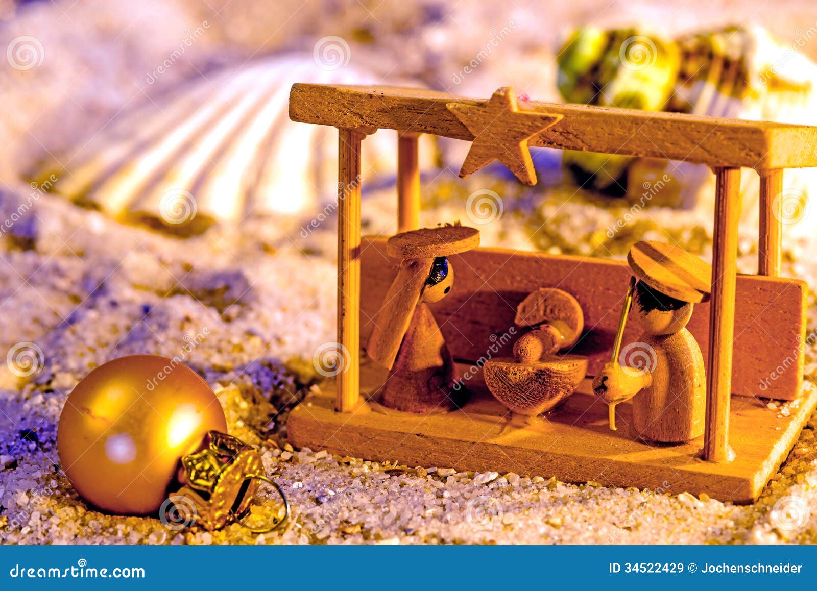 Nativity Scene On A Beach Royalty Free Stock Images - Image: 34522429