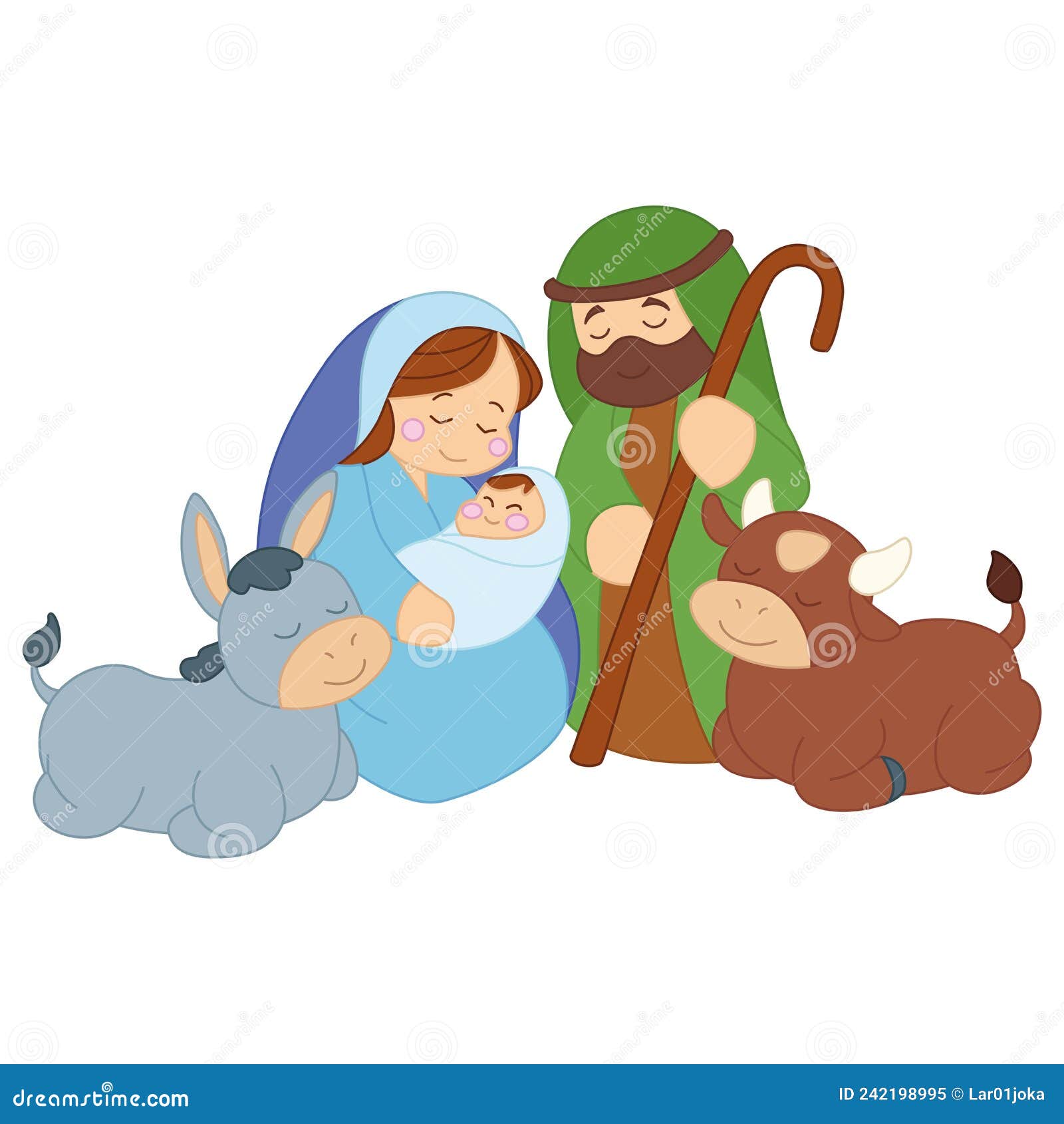 Nativity Scene Christmas Season Virgin Mary Joseph Baby Jesus Vector ...