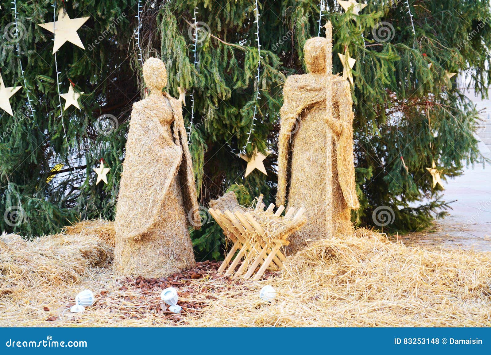 nativity scene, in cima square, in conegliano veneto, italy, details