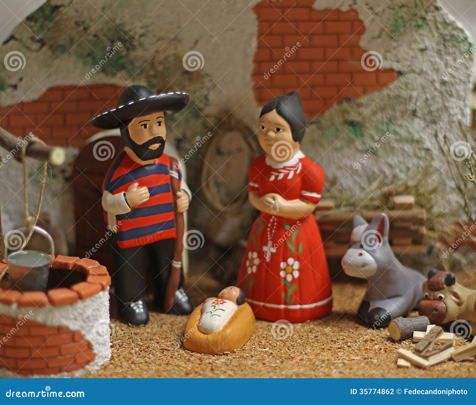 Nativity Scene with Holy Family in Mexican Version 4 Stock Photo